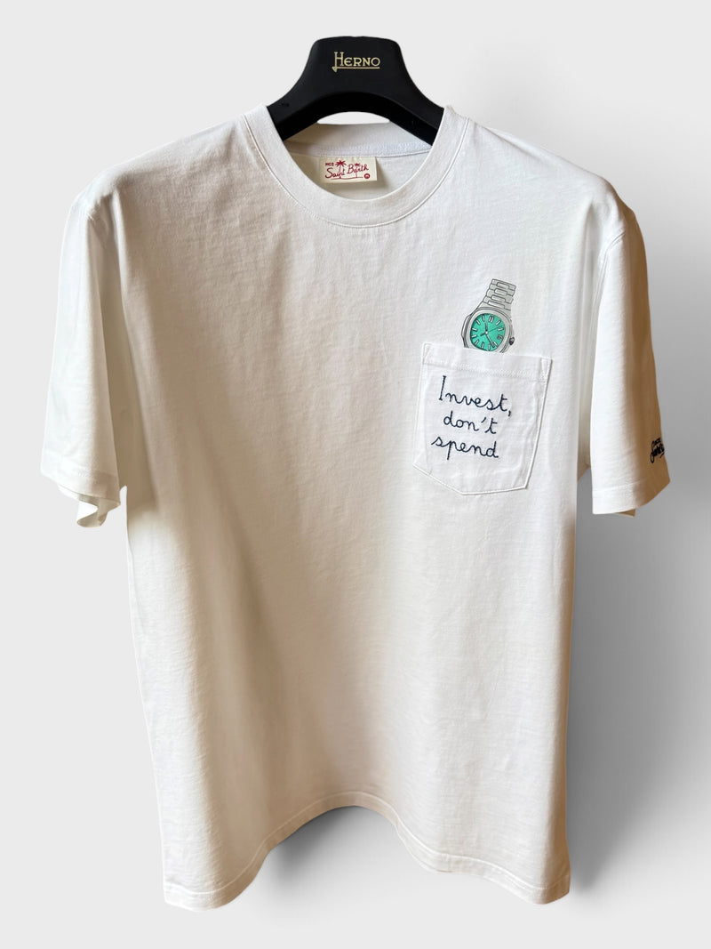 Maglia Saint Barth "Invest, Don’t Spend” bianca