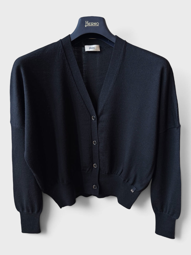 Cardigan Herno nero 100% lana vergine
