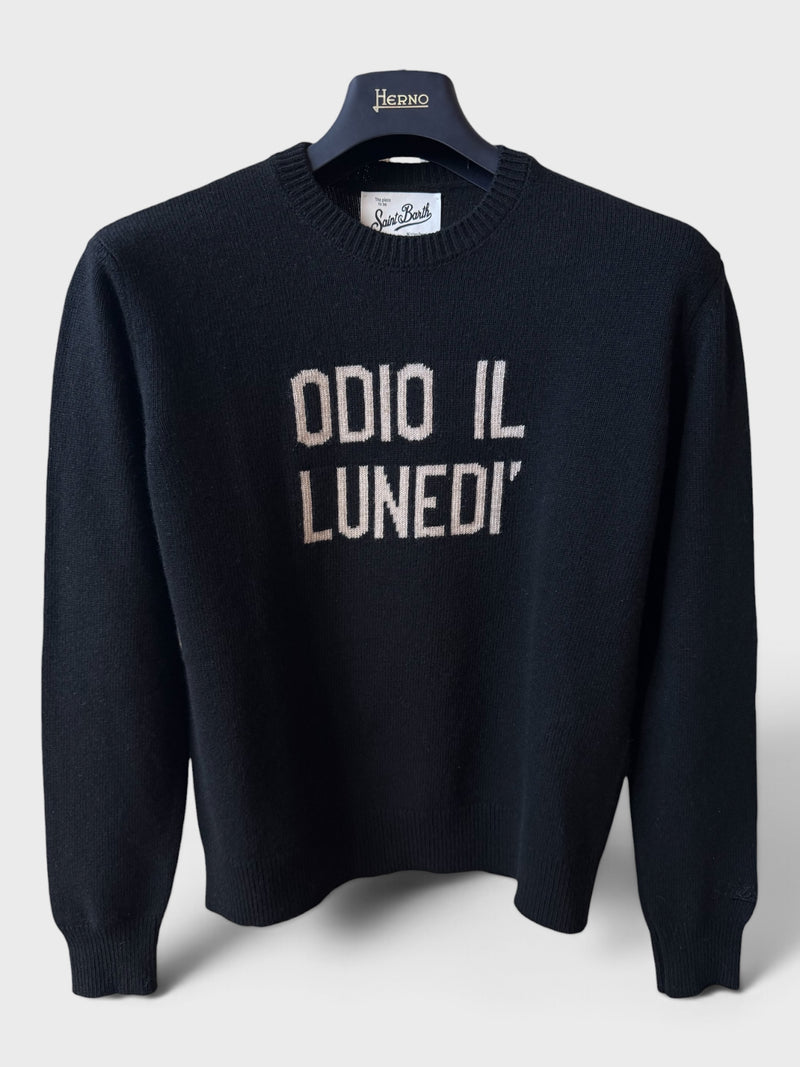 Maglione Saint Barth "Odio Il Lunedì" nero