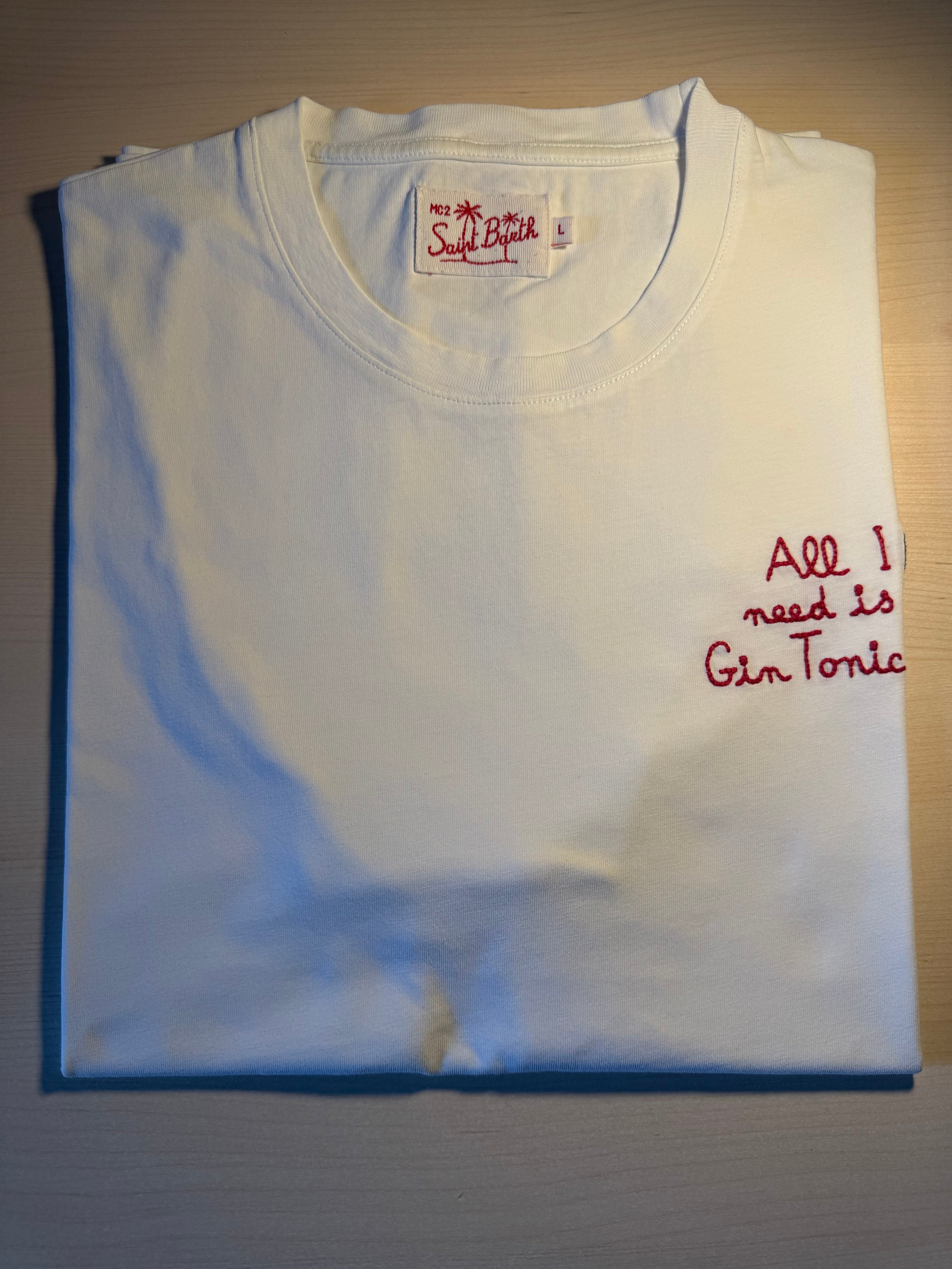 Maglia Saint Barth "All I Need Is Gin Tonic" bianca