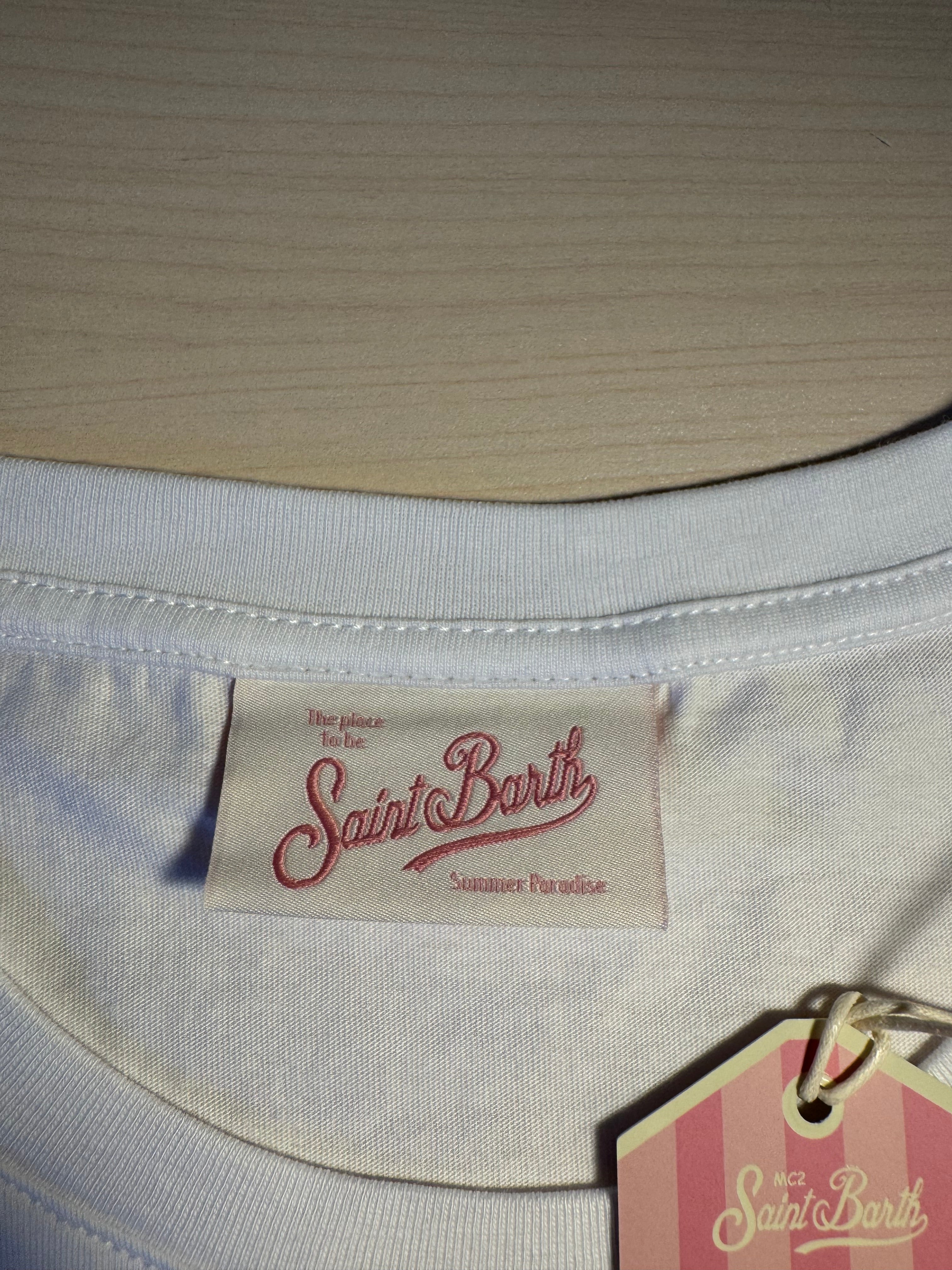 Maglia Saint Barth scritta "Saint Barth” argento