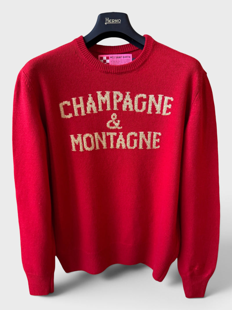 Maglione Saint Barth "Champagne e montagne" rosso
