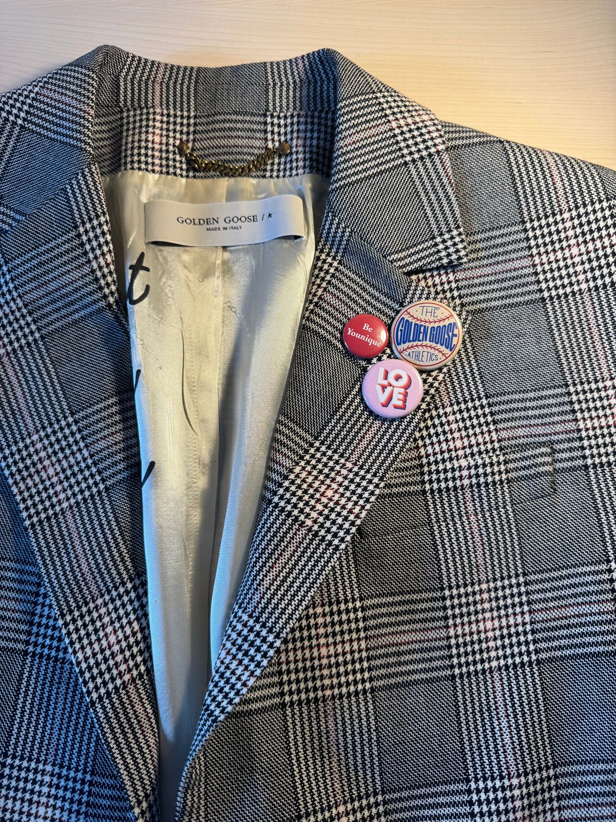 Blazer Golden Goose quadri grigio misto lana