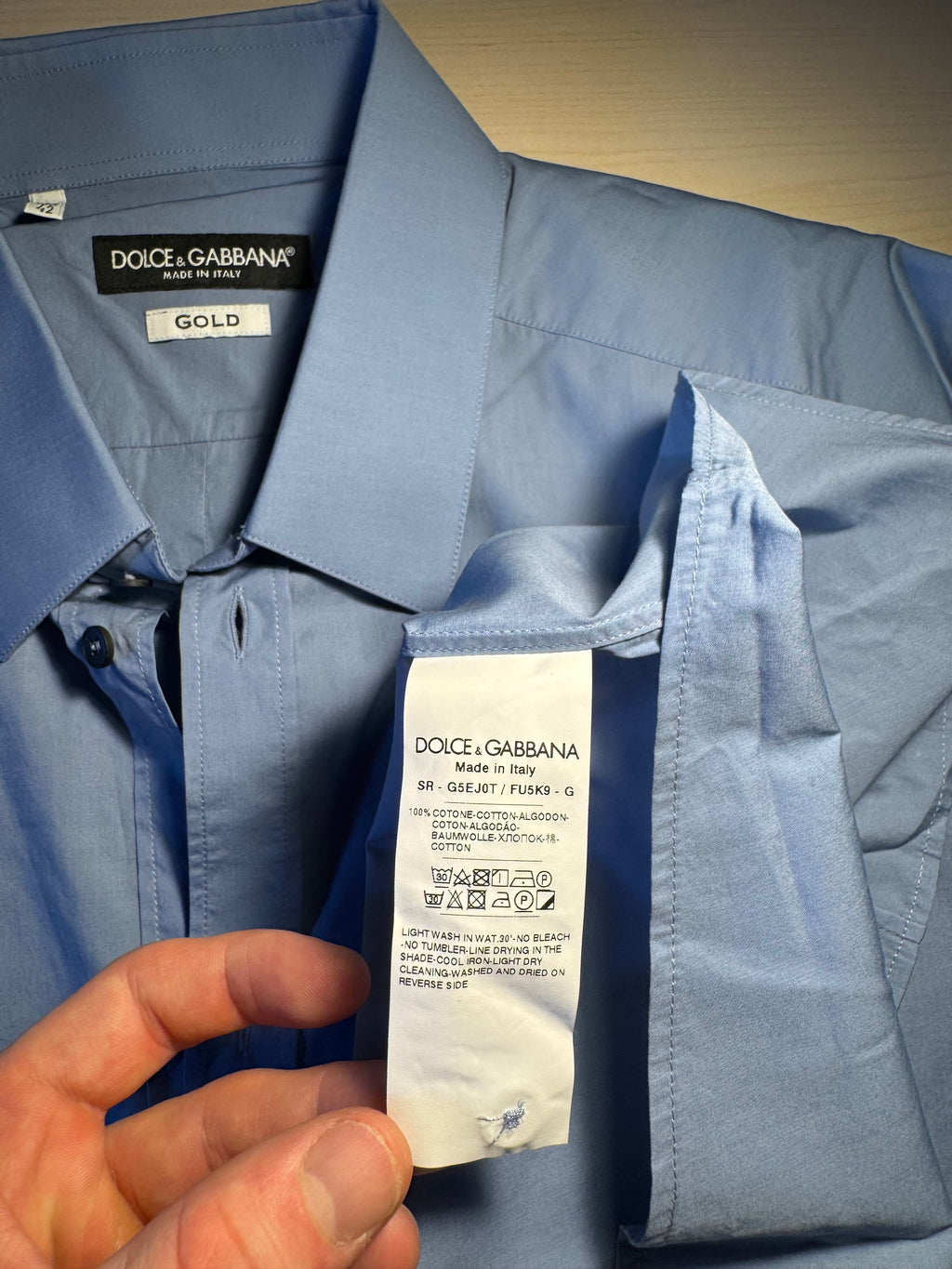 Camicia Dolce e Gabbana Gold azzurra scura