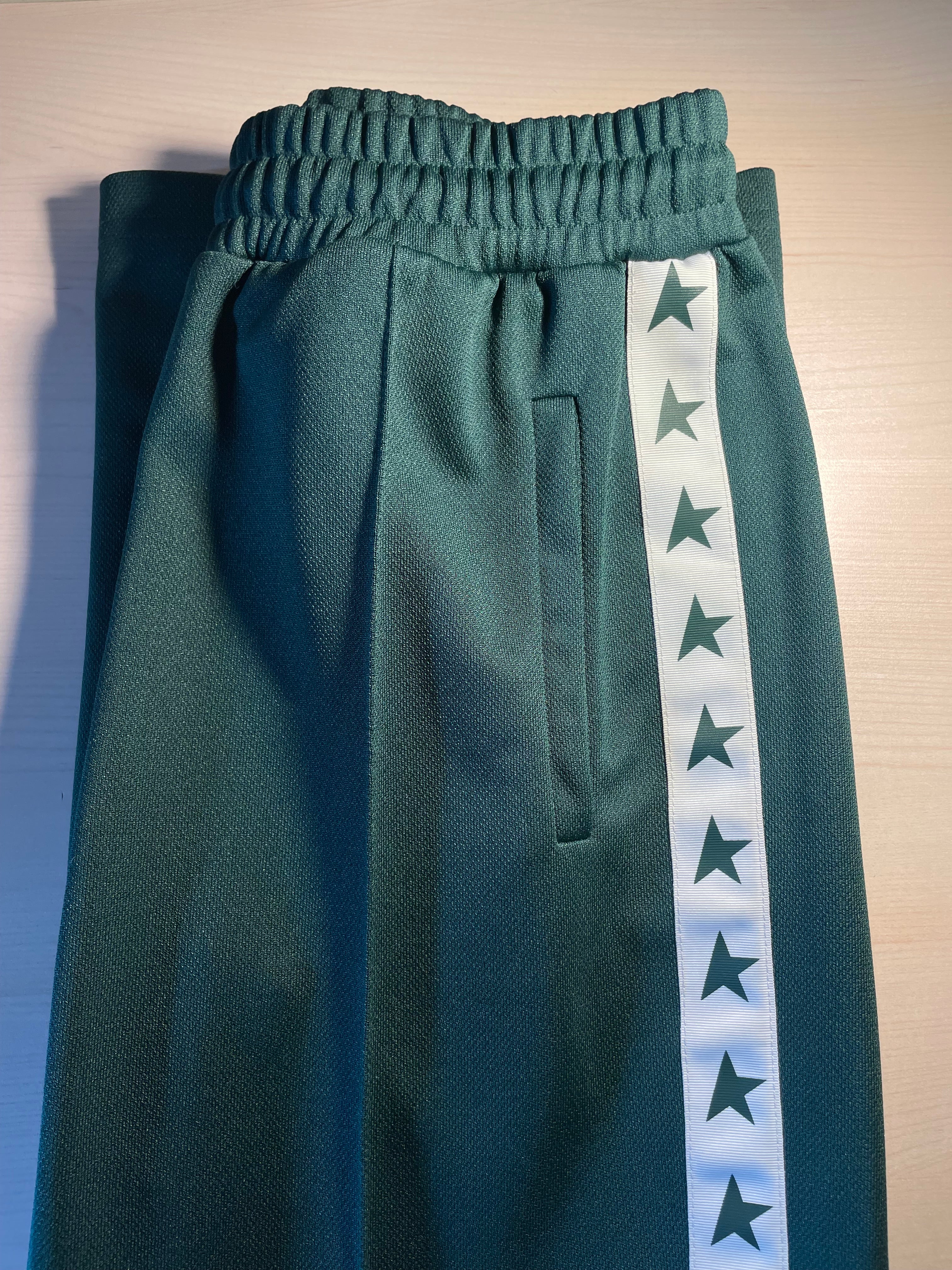 Pantaloni Golden Goose Star jogging verdi stelline laterali