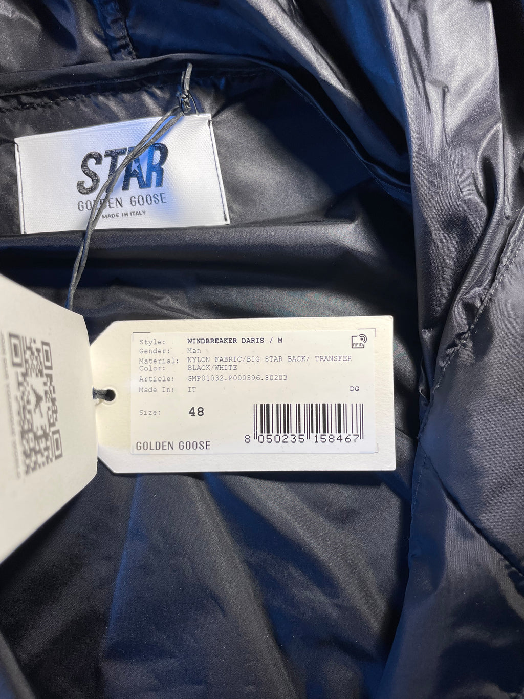 Giacca a vento Golden Goose star logo e stella bianchi nuova collezione