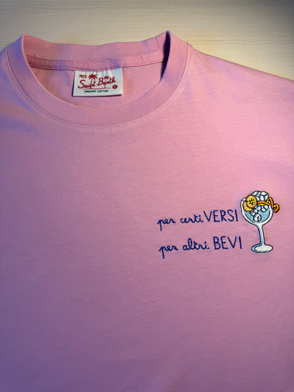 Maglia Saint Barth "Per Certi Versi Per altri Bevi” rosa