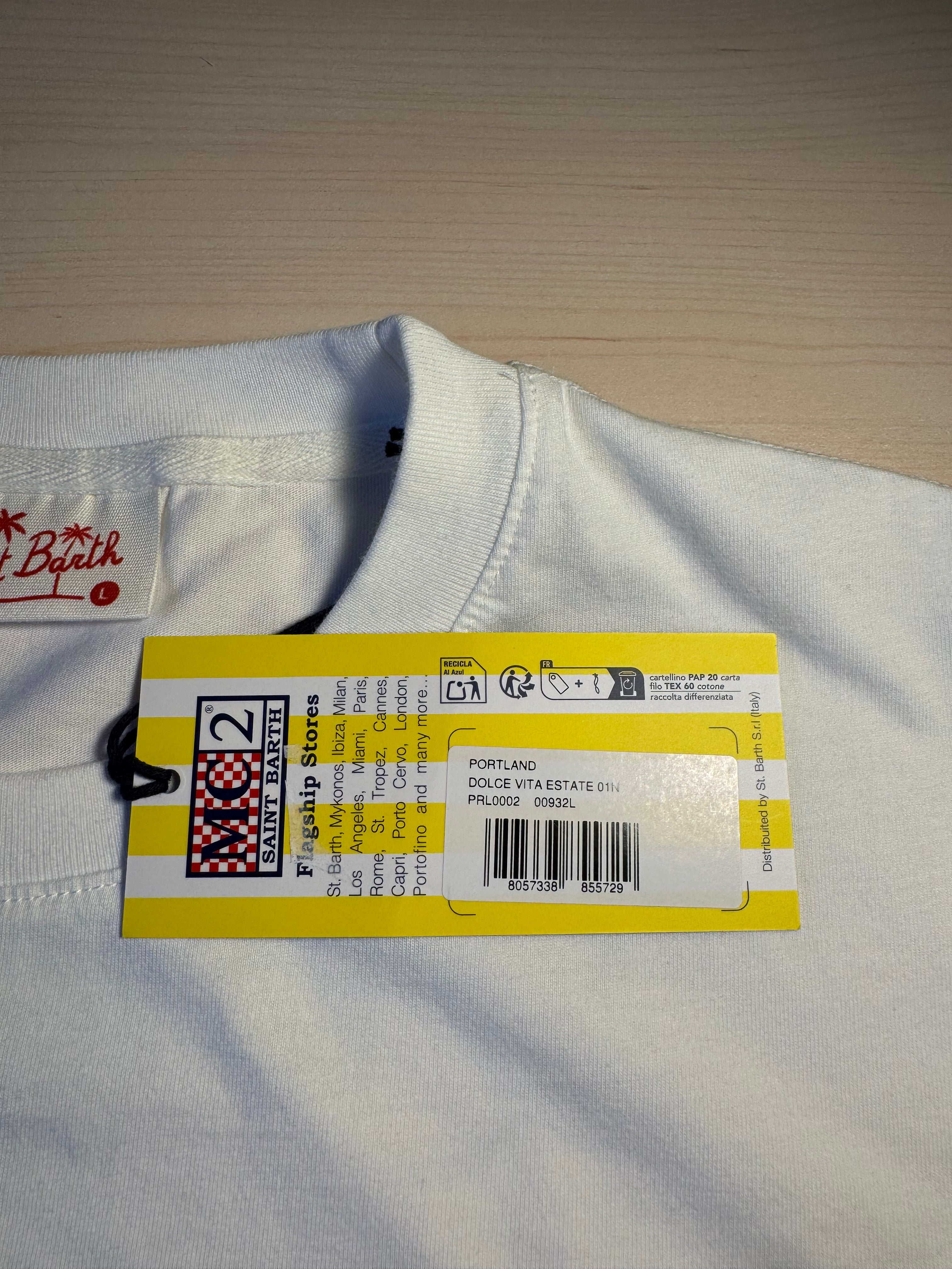 T-shirt Saint Barth "La Dolce Vita" bianca