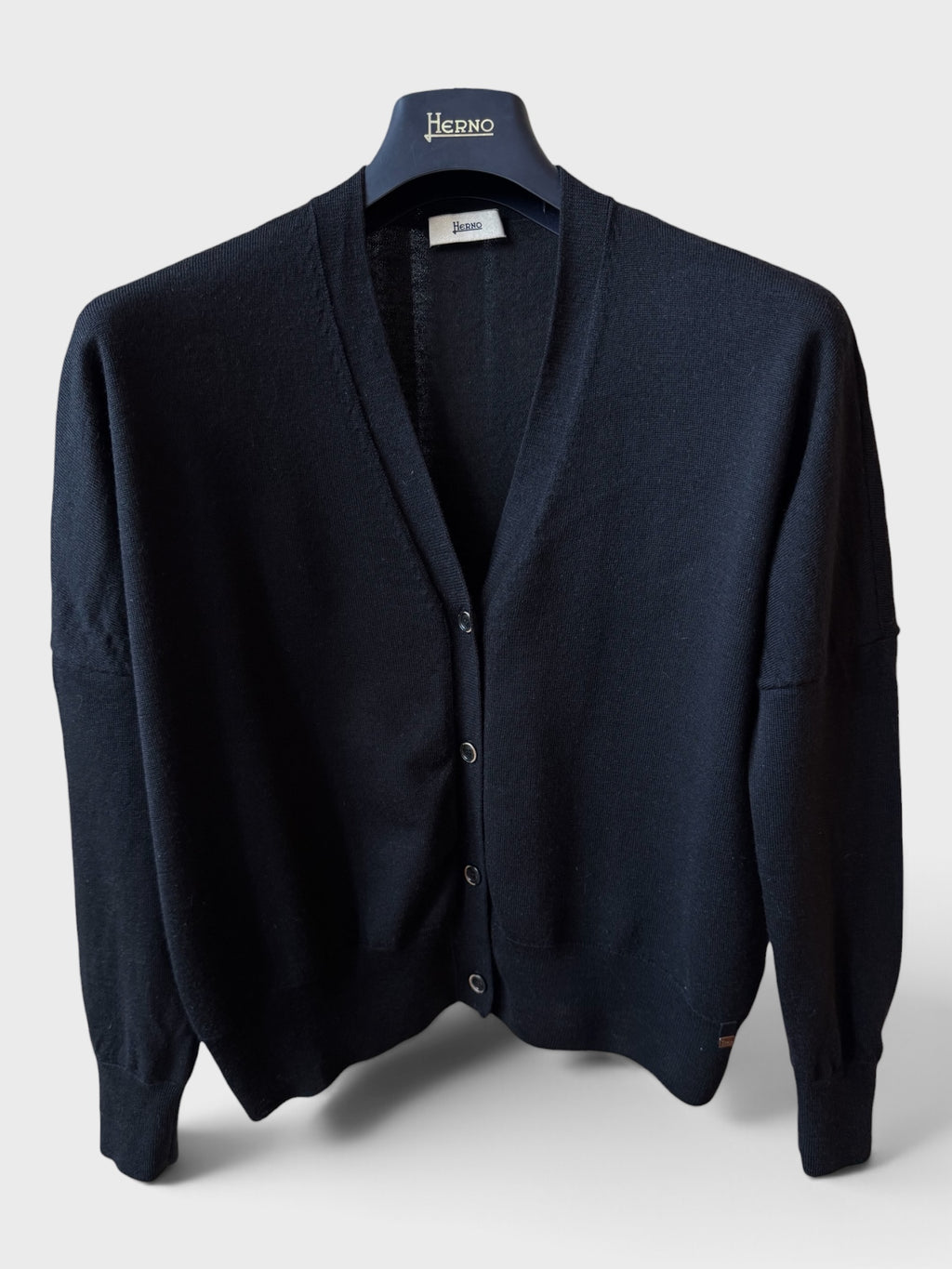 Cardigan Herno nero 100% lana vergine