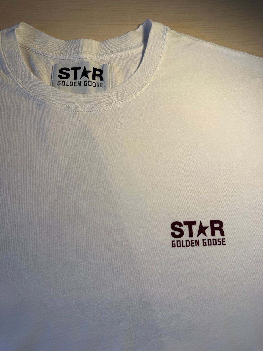 Maglia Golden Goose Star bianca stella bordeaux retro