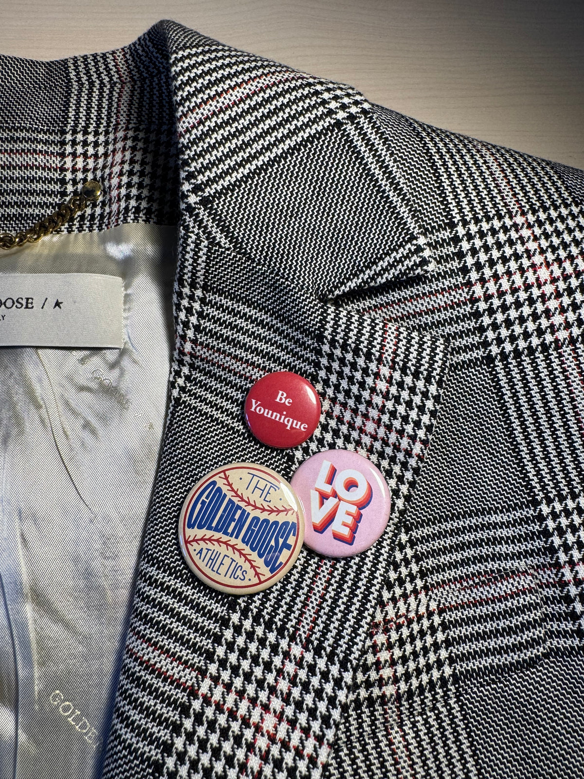 Blazer Golden Goose quadri grigio misto lana