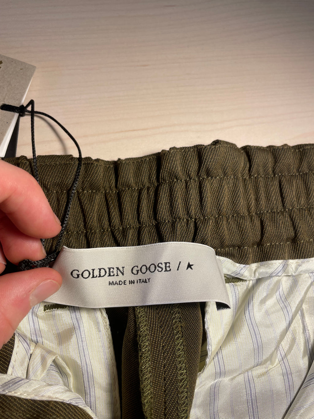 Pantaloni Golden Goose verdi misto lana