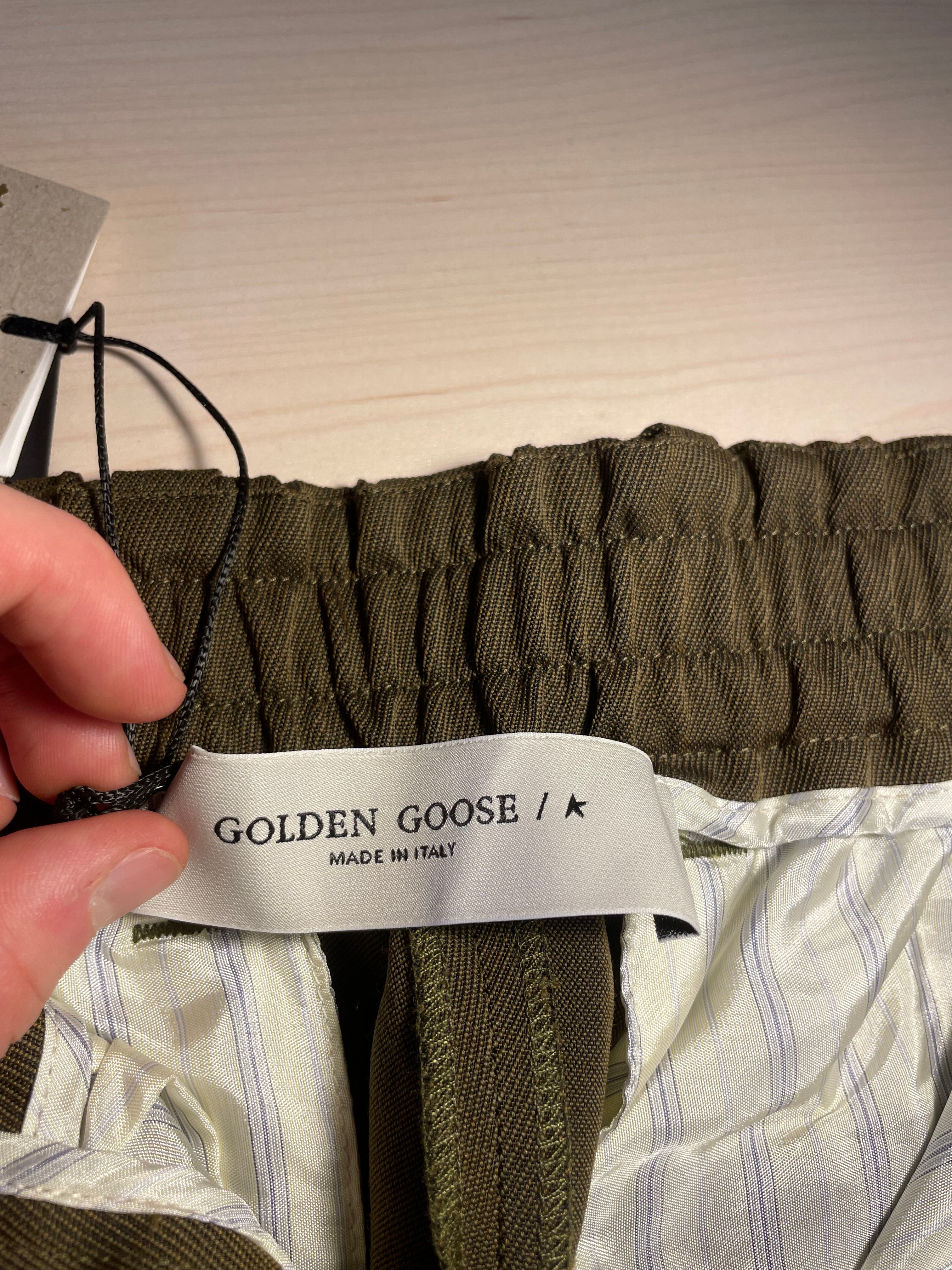 Pantaloni Golden Goose verdi misto lana