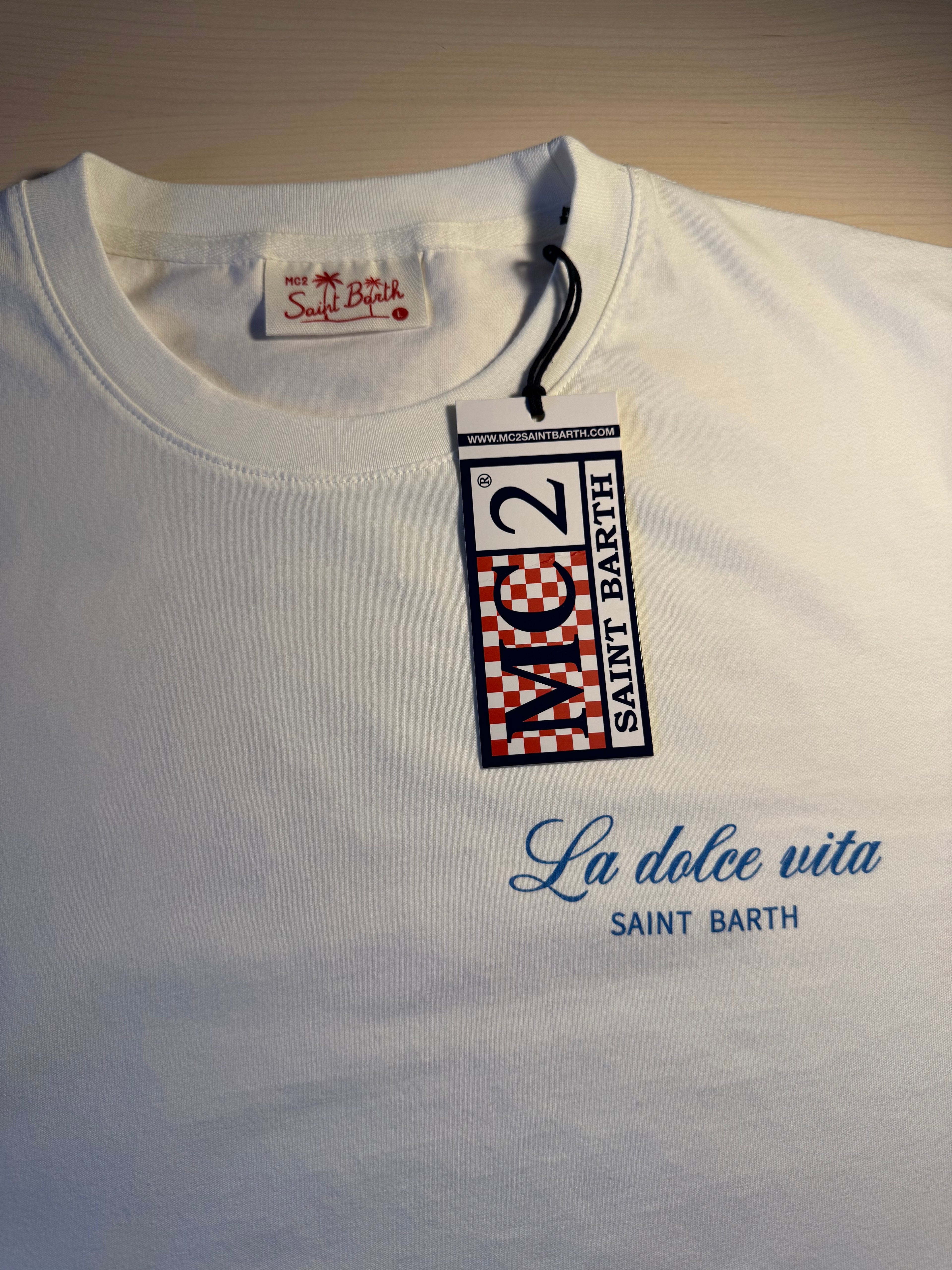 T-shirt Saint Barth "La Dolce Vita" bianca