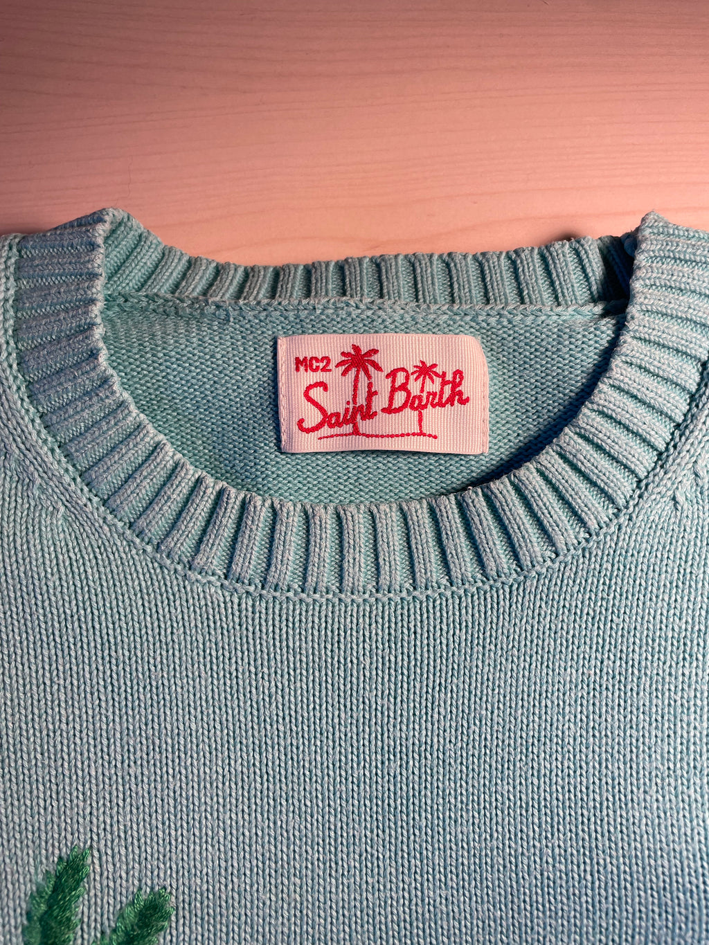 Maglione Saint Barth azzurro "Peace in St. Barth"