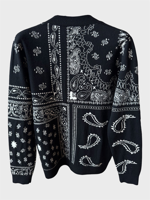 Cardigan Saint Barth nero stampa bandana