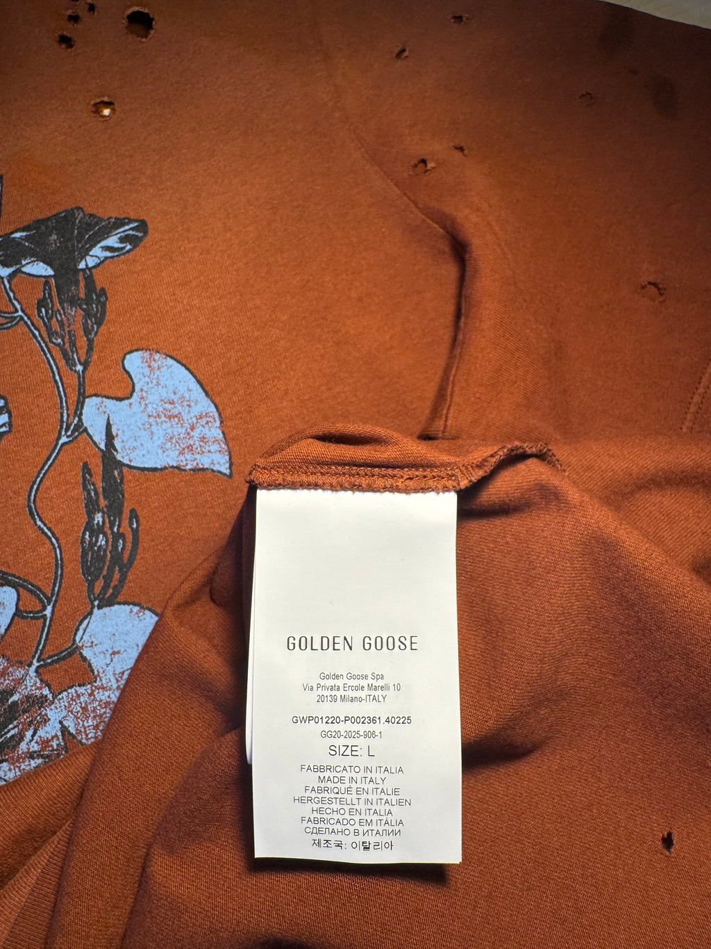 Maglia Golden Goose bordeaux scritta "Golden" azzurra