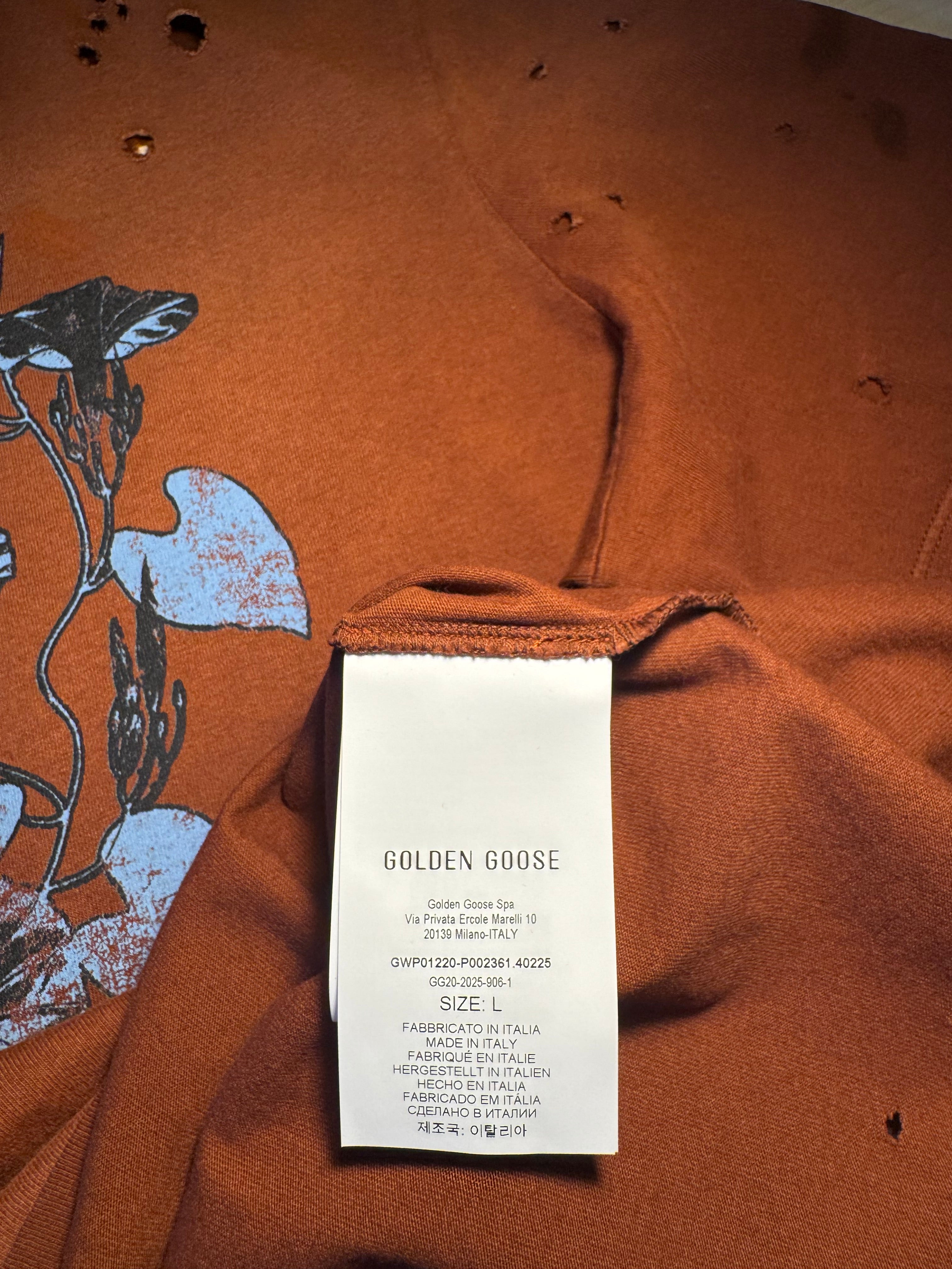 Maglia Golden Goose bordeaux scritta "Golden" azzurra