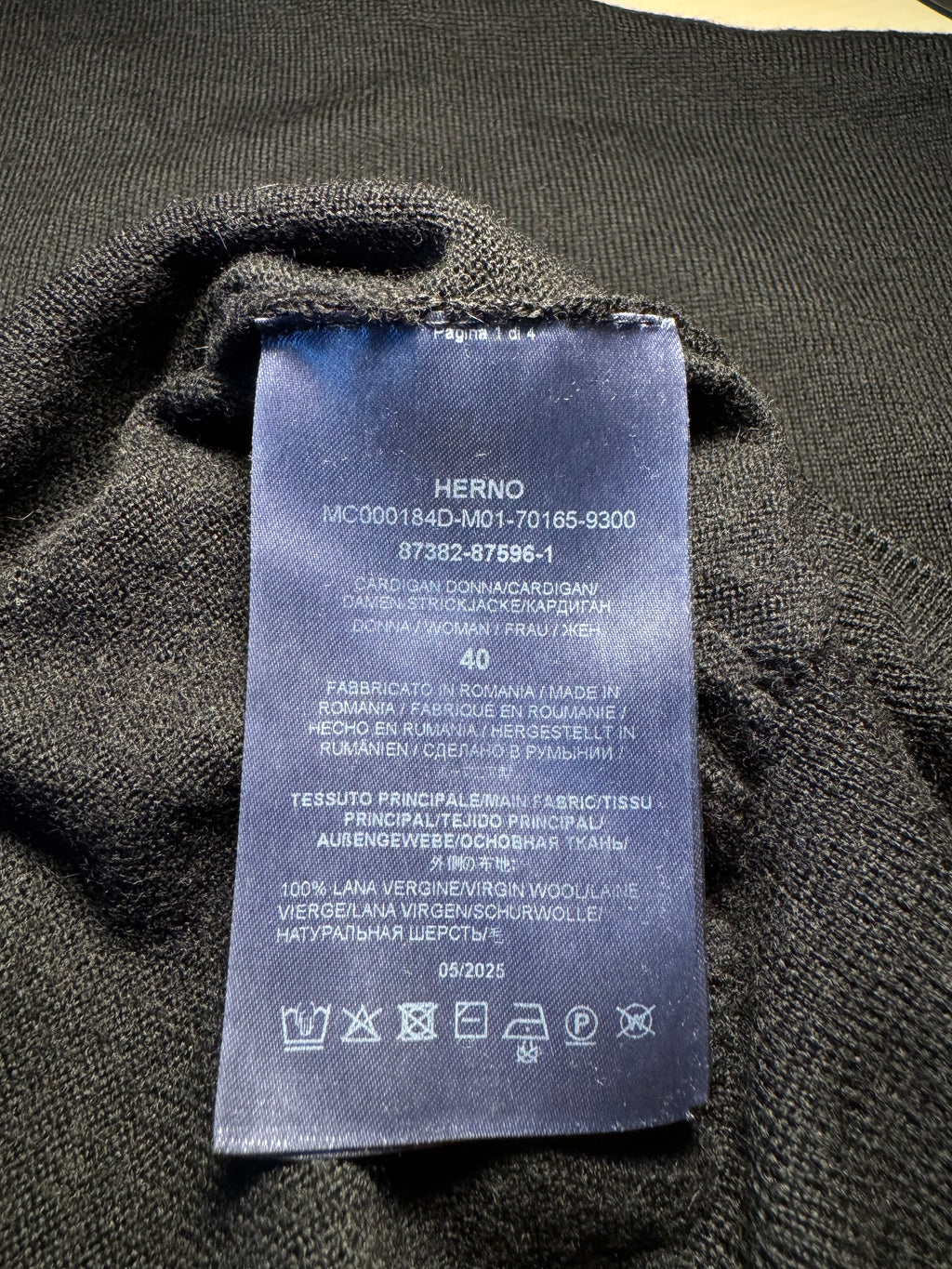 Cardigan Herno nero 100% lana vergine