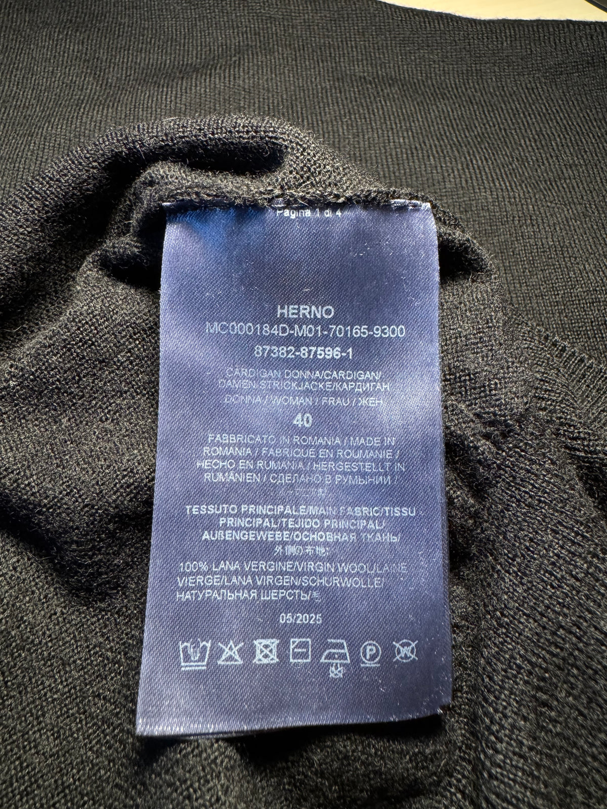 Cardigan Herno nero 100% lana vergine