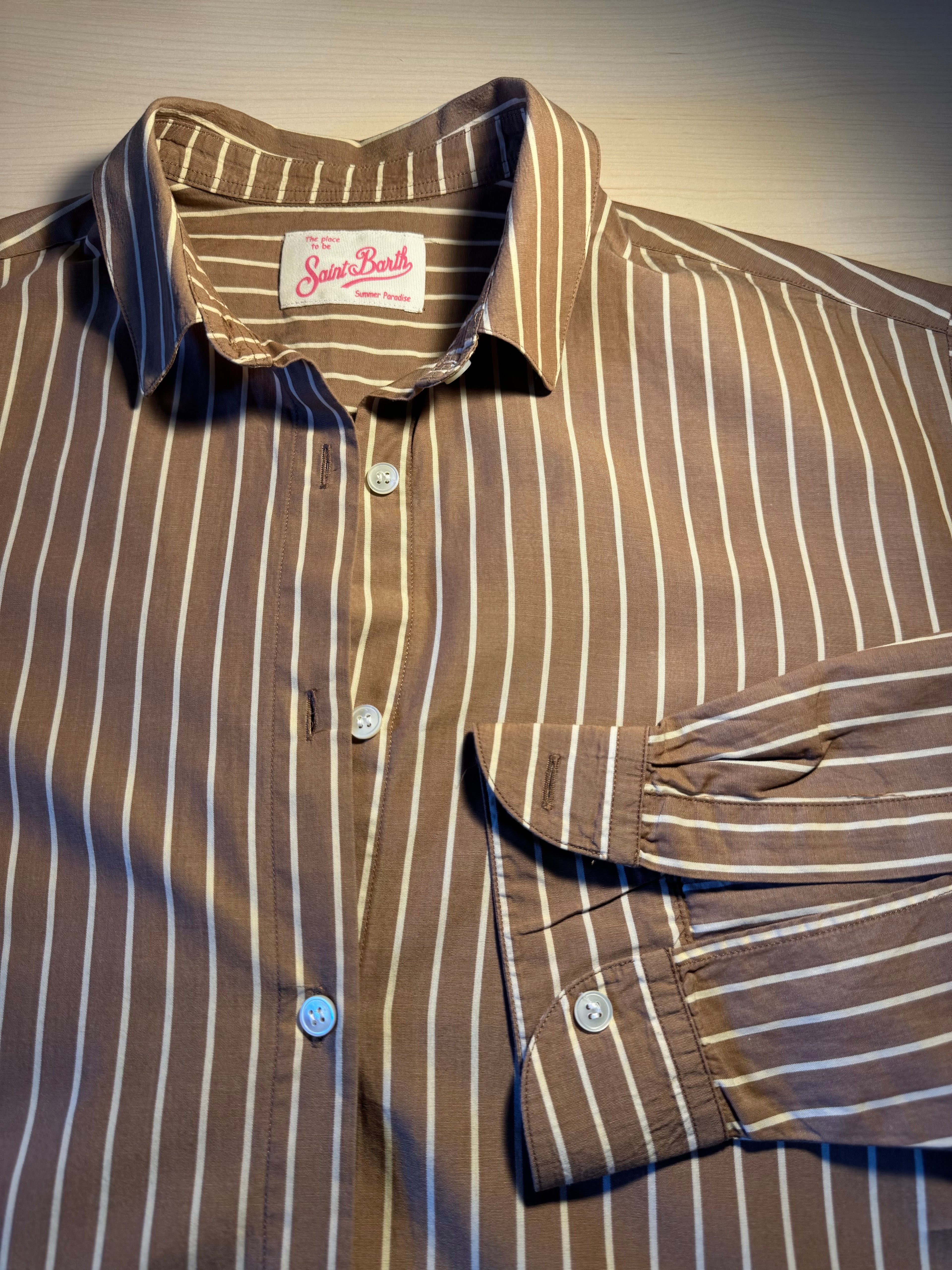 Camicia Saint Barth righe “Saint Barth” marrone