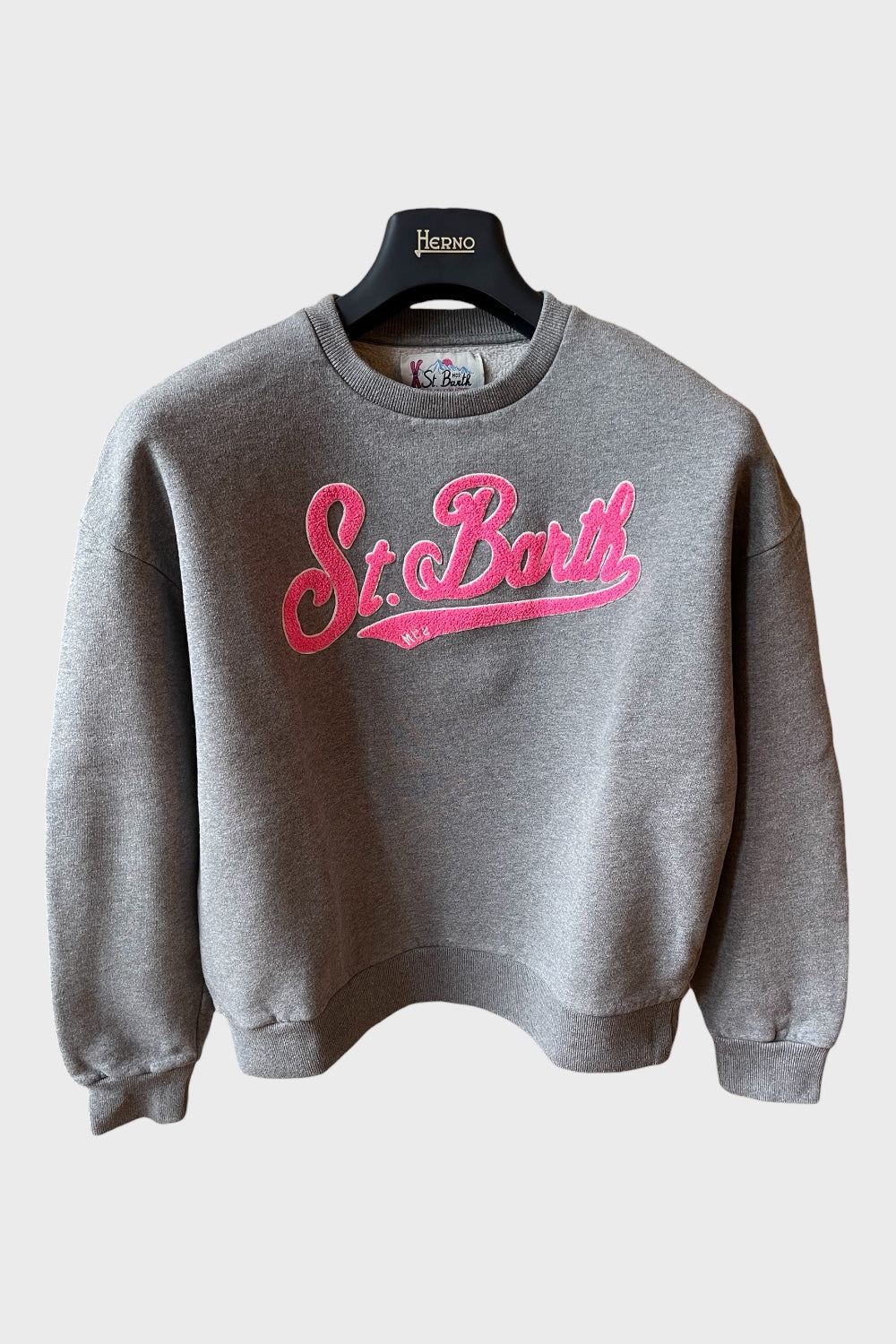Felpa Saint Barth grigia scritta rosa "St. Barth"