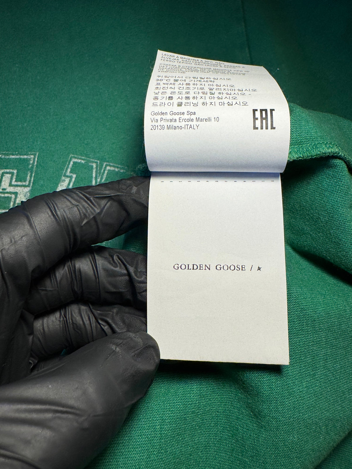 Maglia Golden Goose verde scritta "Golden"