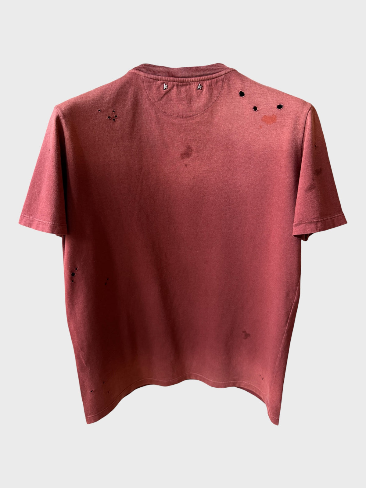 Maglia Golden Goose bordeaux scritta "Golden" azzurra