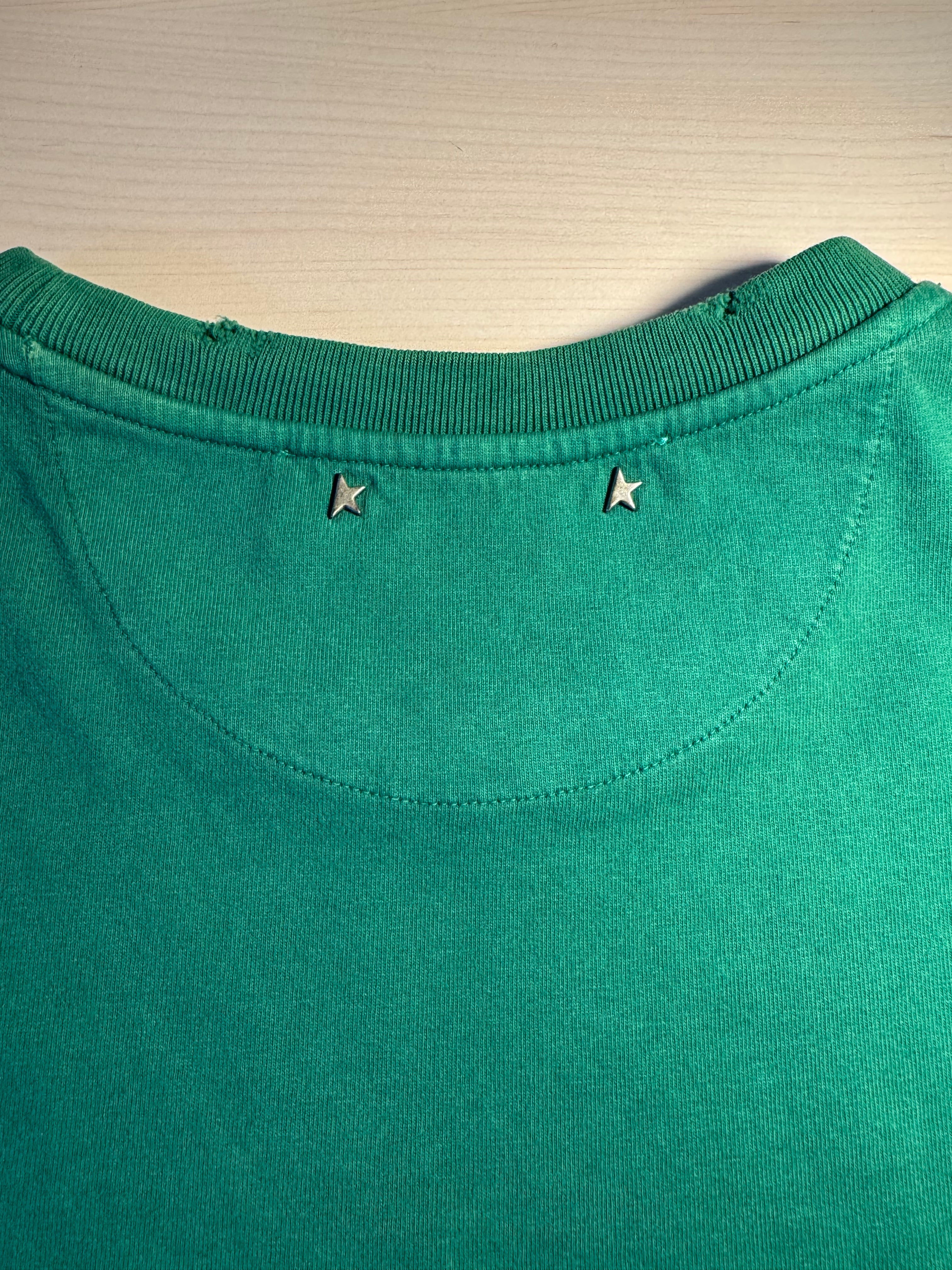 Maglia Golden Goose verde scritta "Golden"