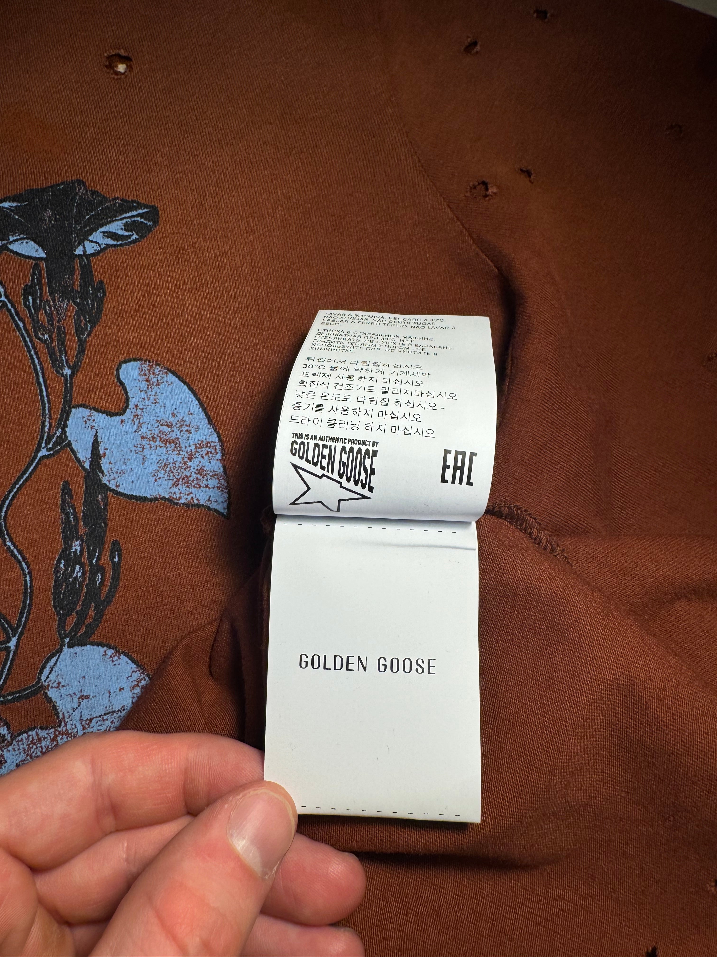 Maglia Golden Goose bordeaux scritta "Golden" azzurra