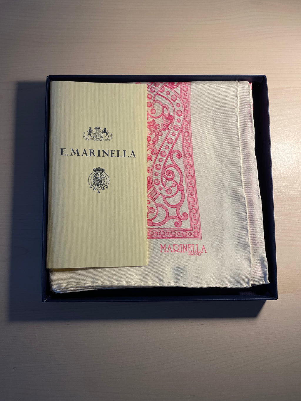 Foulard Marinella bianco e rosa 100% seta
