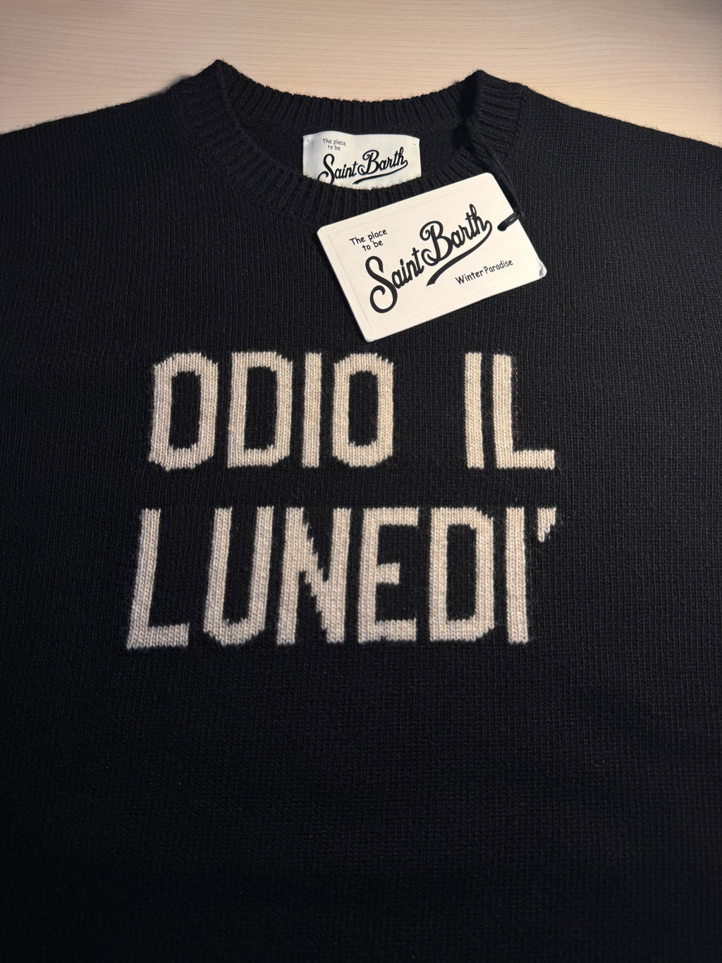 Maglione Saint Barth "Odio Il Lunedì" nero