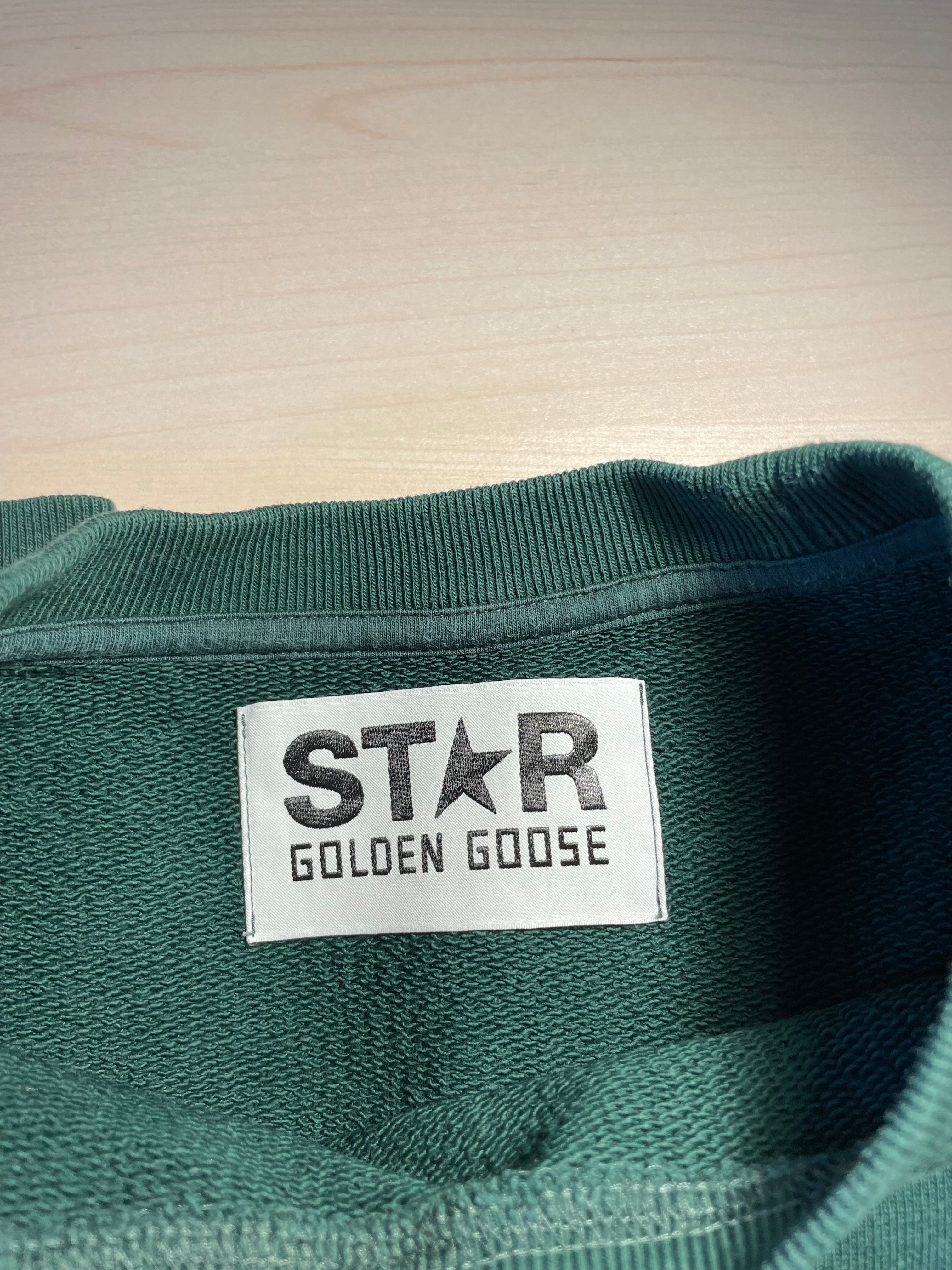 Felpa Golden Goose Star verde stella bianca
