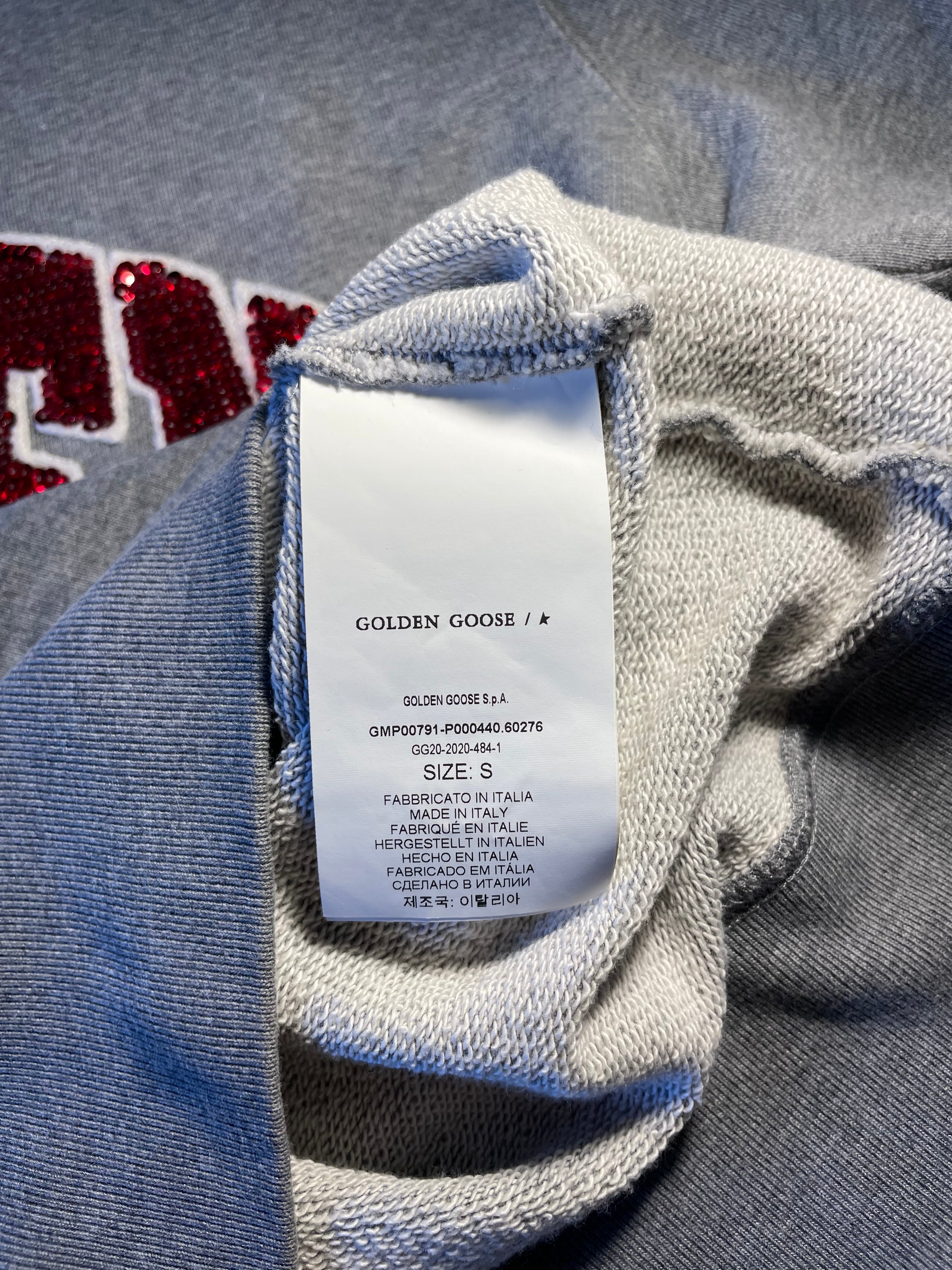 Felpa Golden Goose grigia scritta rossa "Golden”