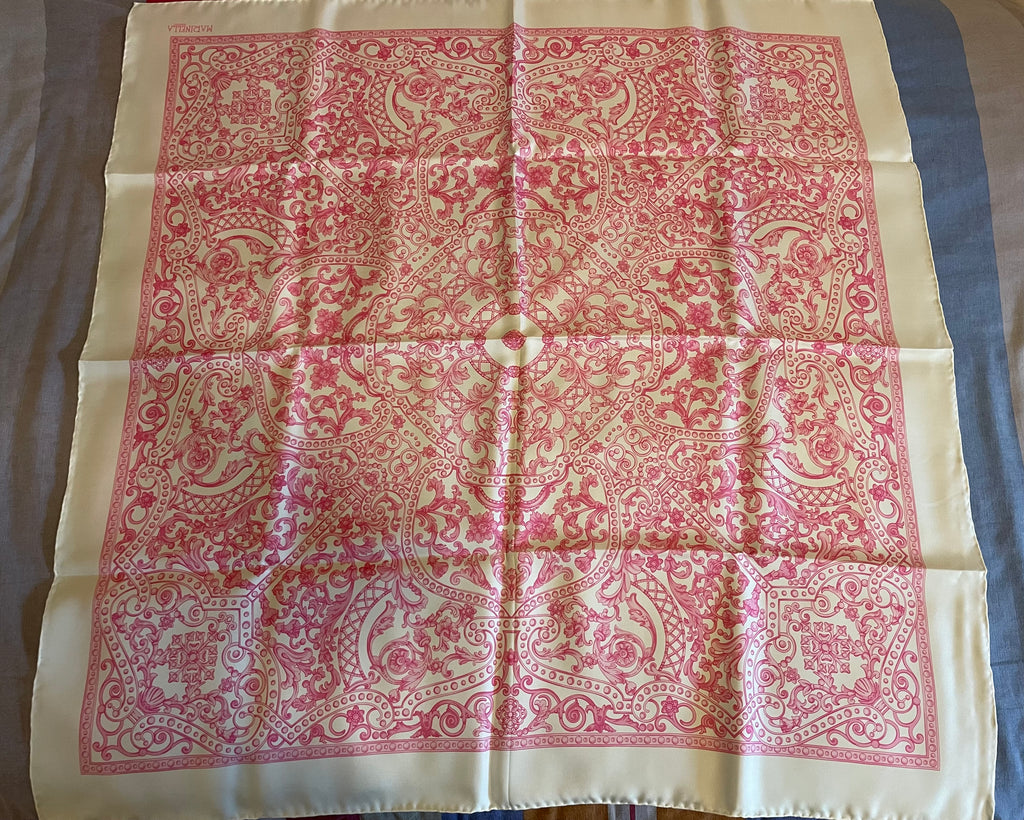 Foulard Marinella bianco e rosa 100% seta