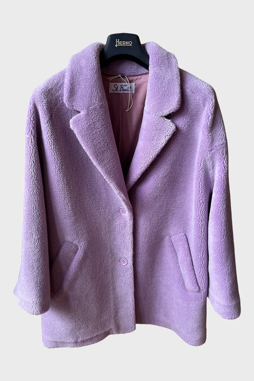 Cappotto Saint Barth teddy "Don't Follow Me" viola