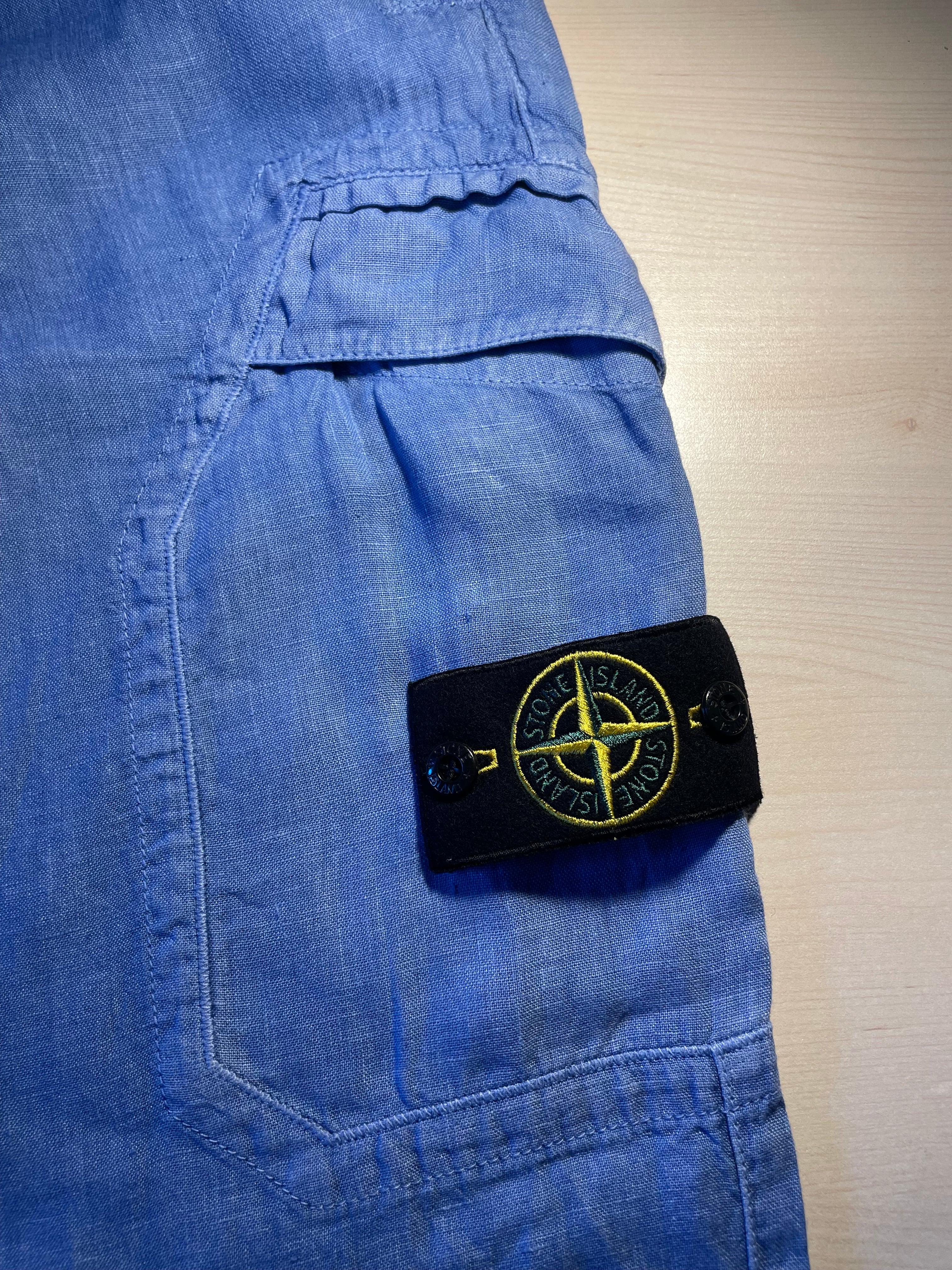 Pantalone Stone Island cargo azzurri lino