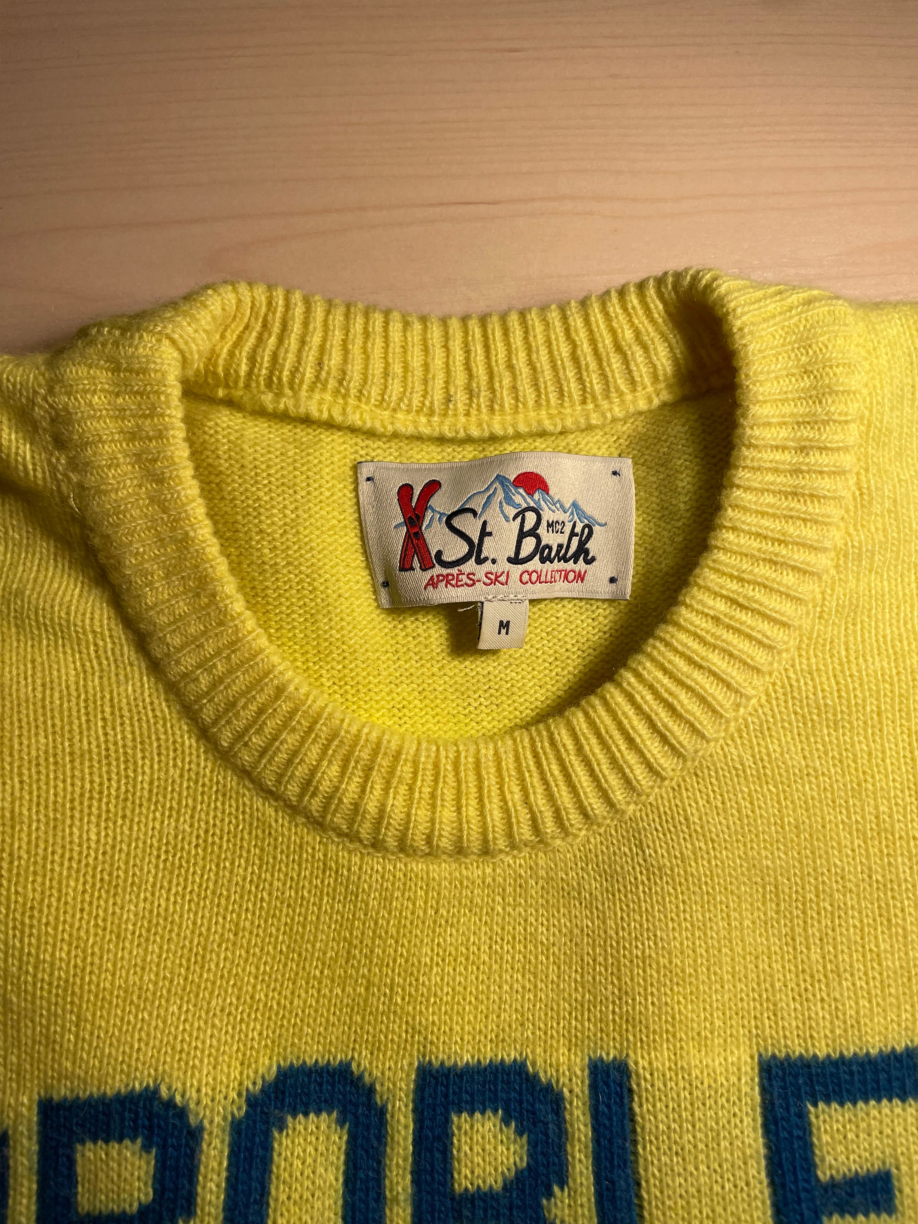 Maglione Saint Barth "Problem Solver" giallo fluo