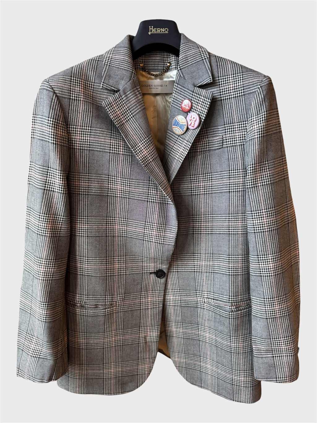 Blazer Golden Goose quadri grigio misto lana