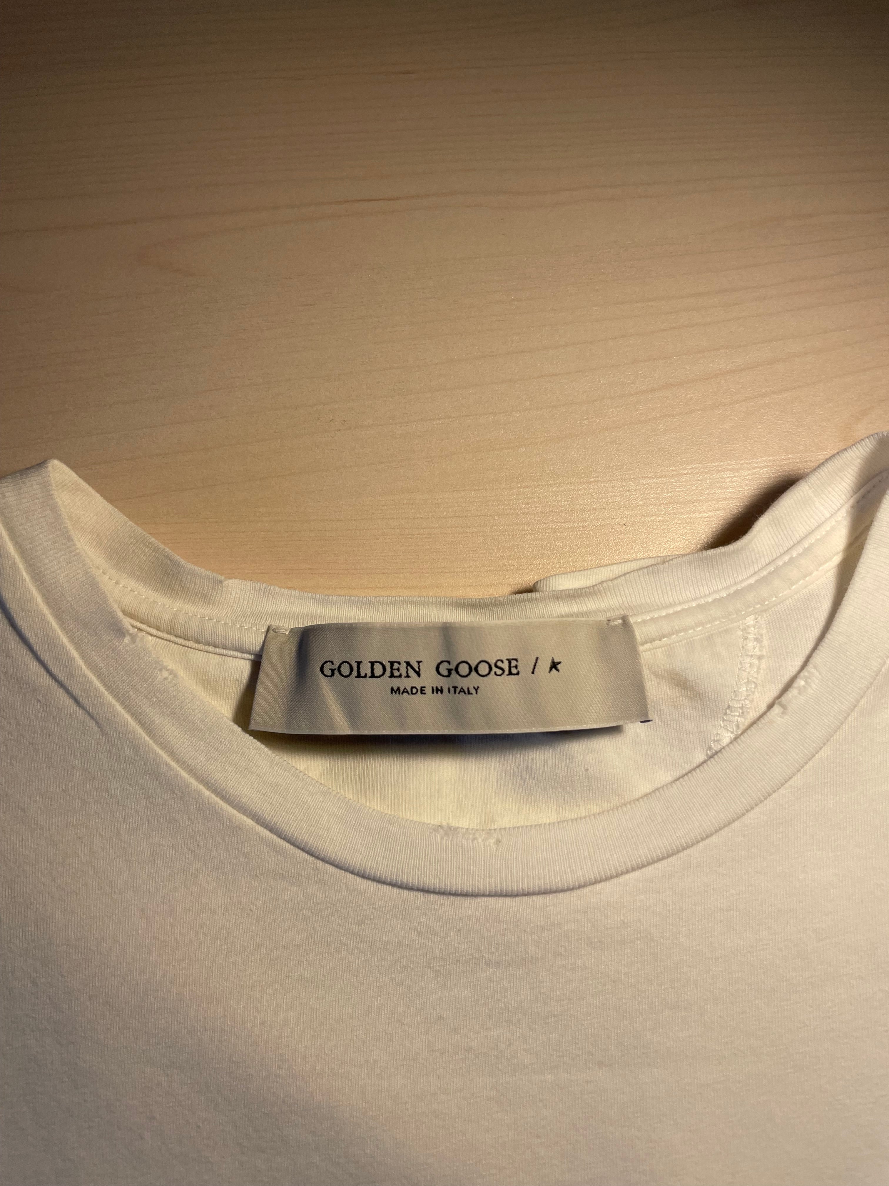 Maglia Golden Goose bianca trattamento distressed