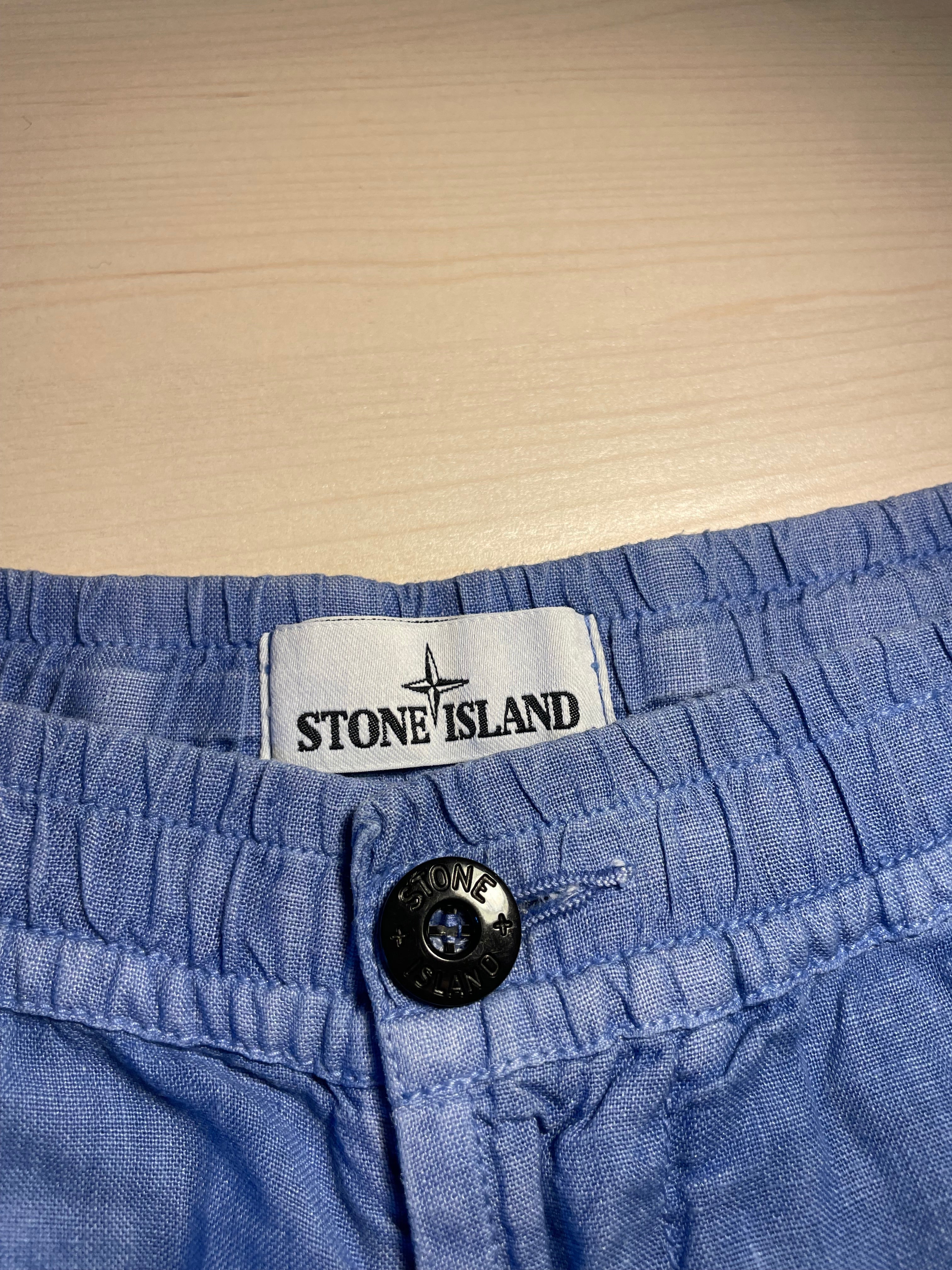 Pantalone Stone Island cargo azzurri lino