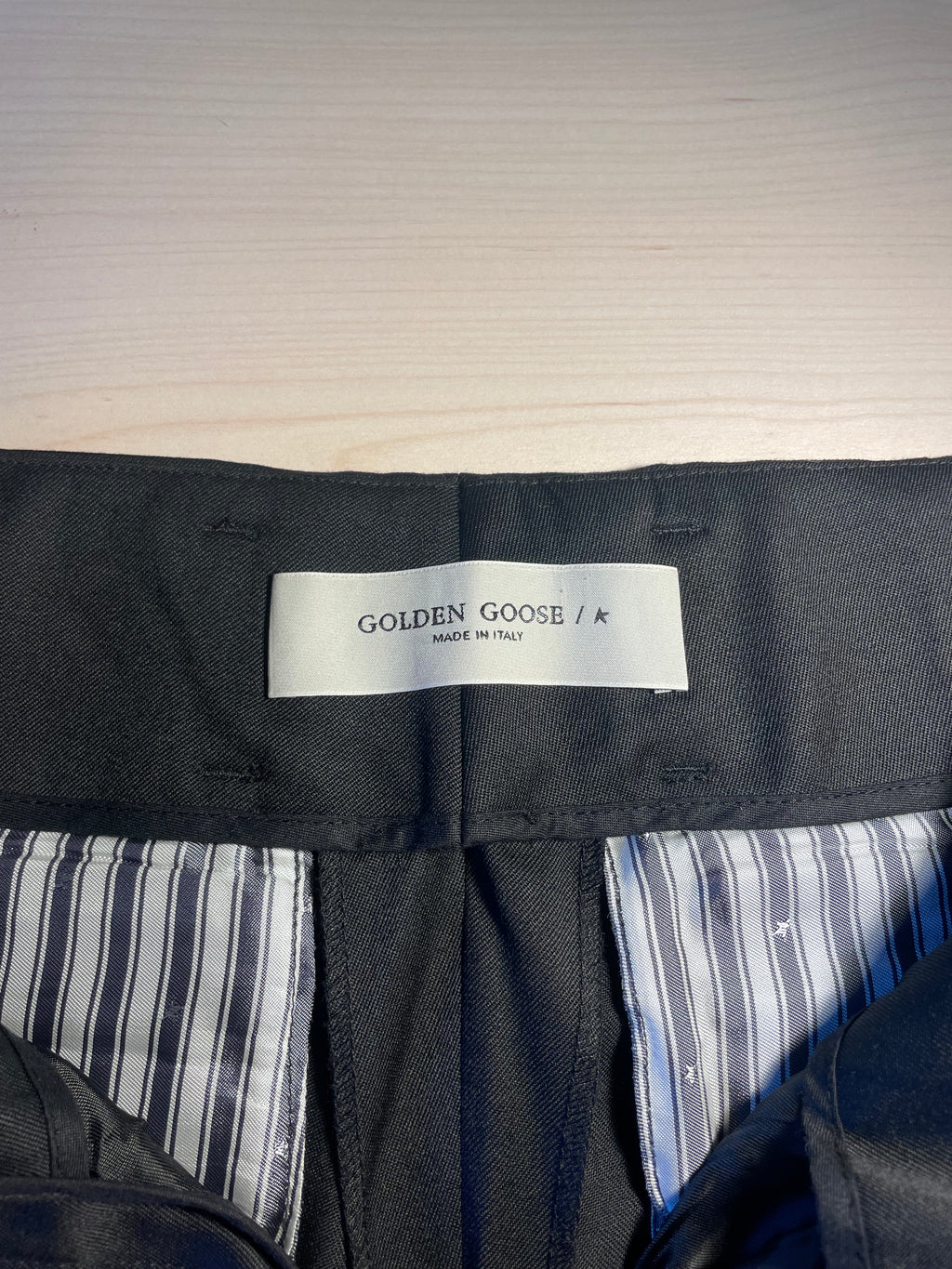 Pantaloni Golden Goose neri in gabardine 100% lana vergine