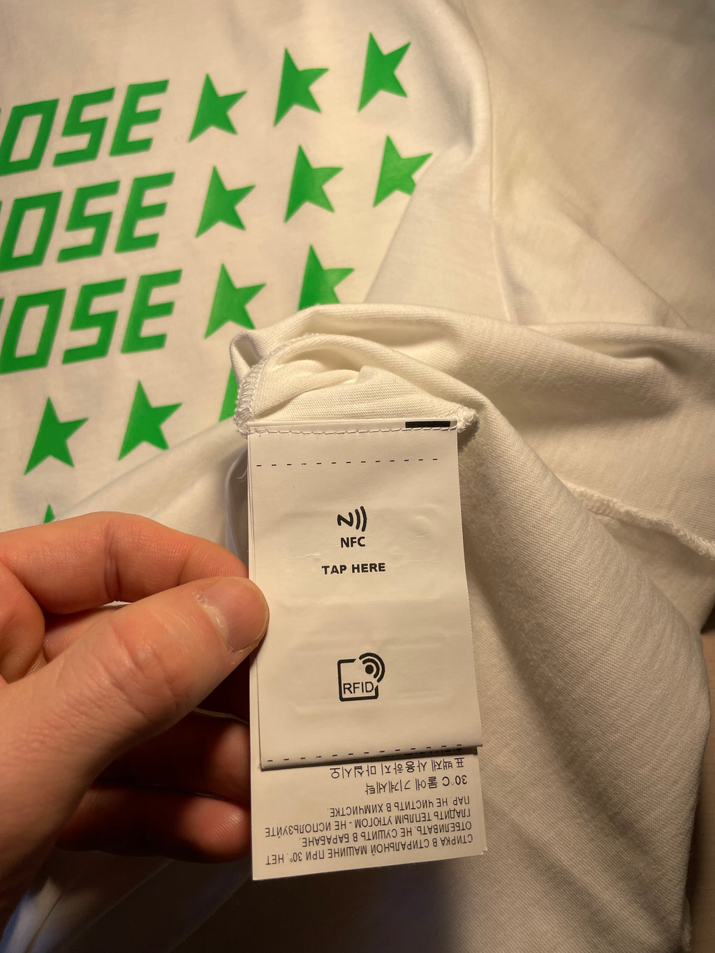 Maglia Golden Goose bianca stelle verdi