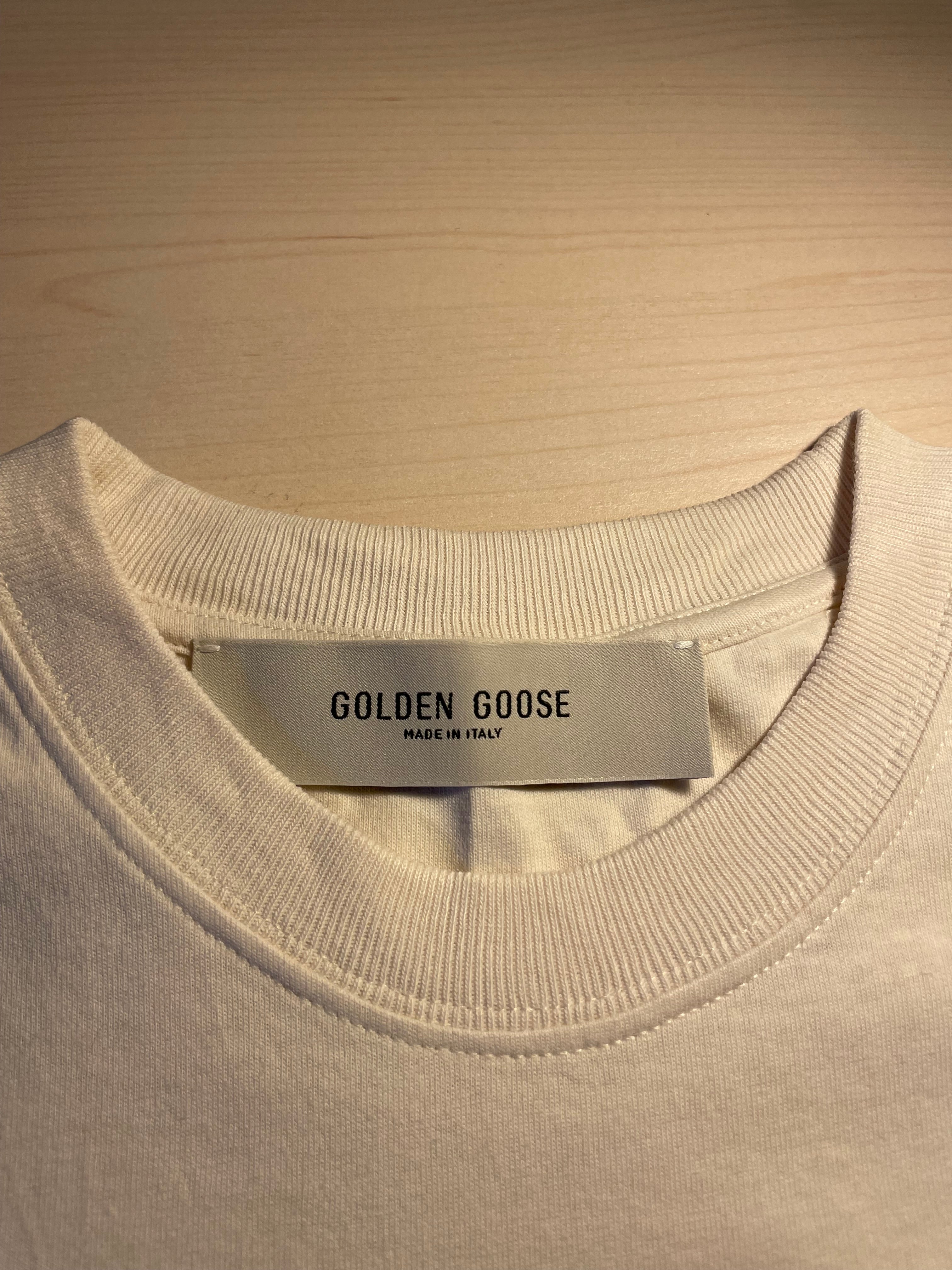 Maglia Golden Goose bianca con stampa a stella