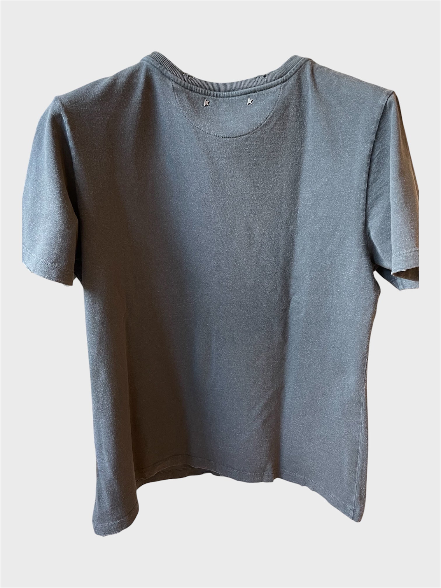 Maglia Golden Goose grigia trattamento distressed scritta Golden