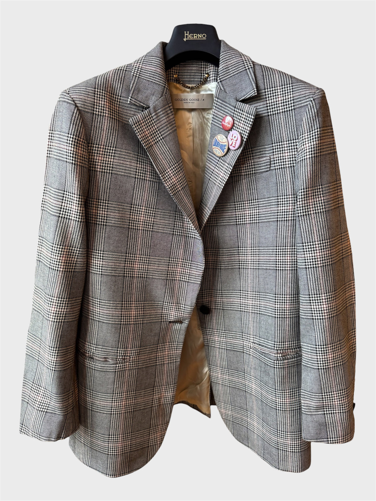 Blazer Golden Goose quadri grigio misto lana