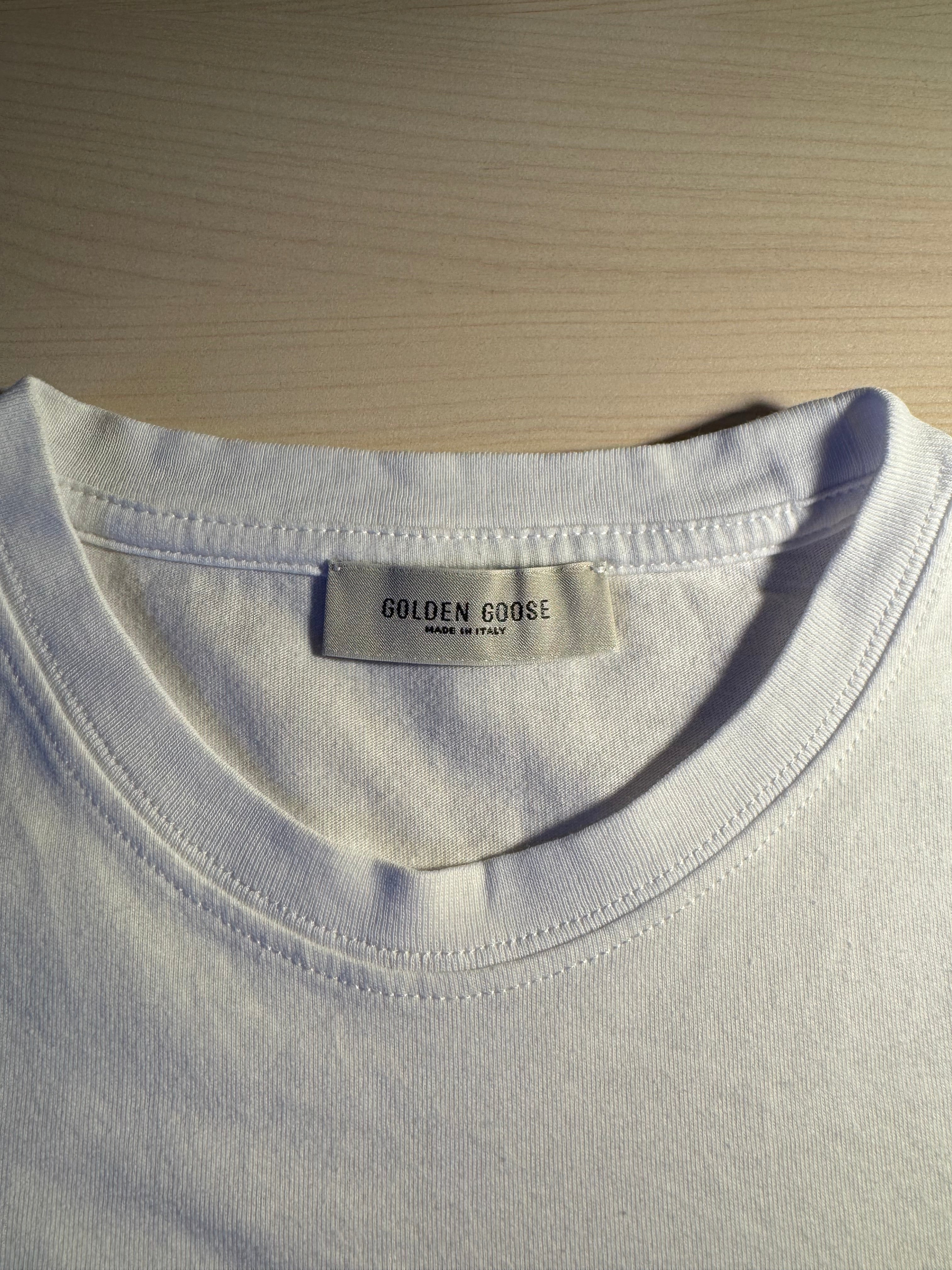 Maglia Golden Goose bianca scritta "Golden" multicolore