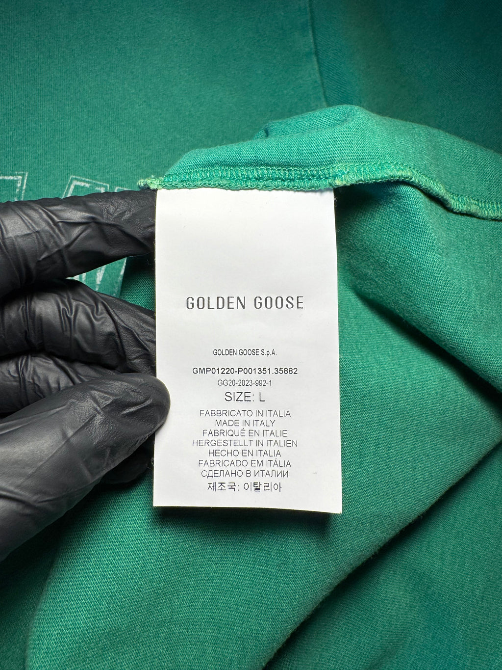 Maglia Golden Goose verde scritta "Golden"