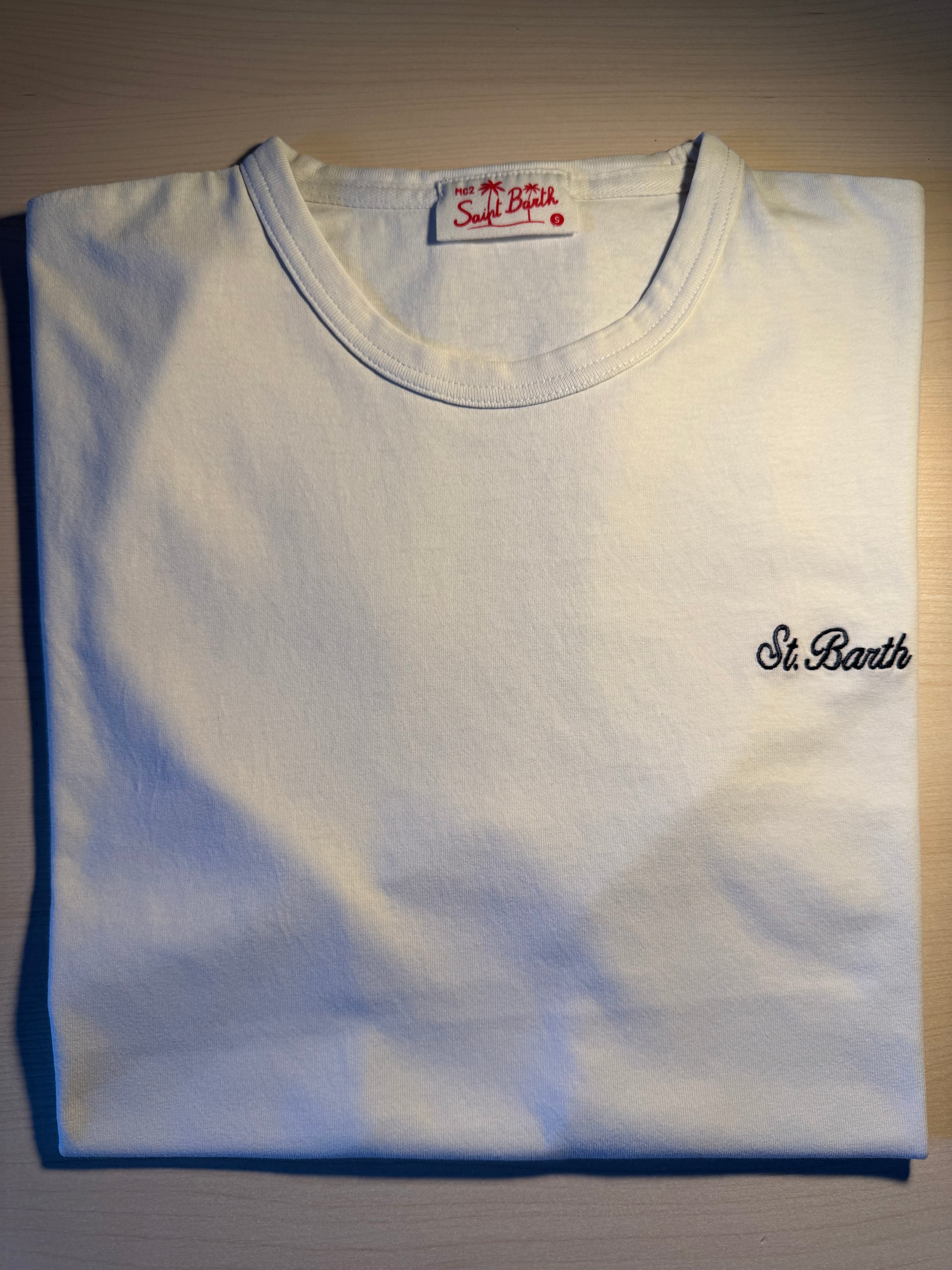Maglia Saint Barth ricamo "St. Barth" bianca