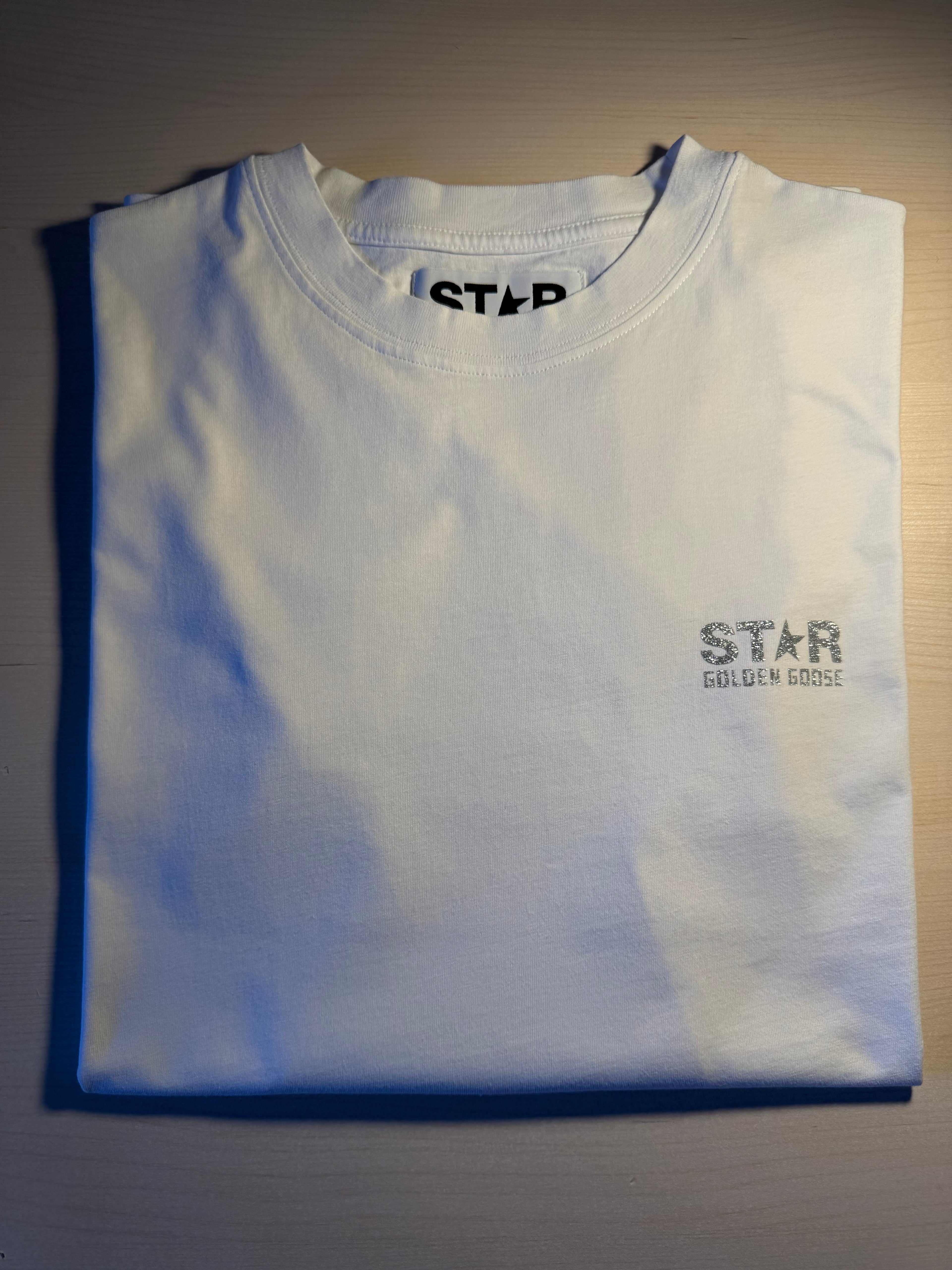 Maglia Golden Goose Star bianca stella argento retro